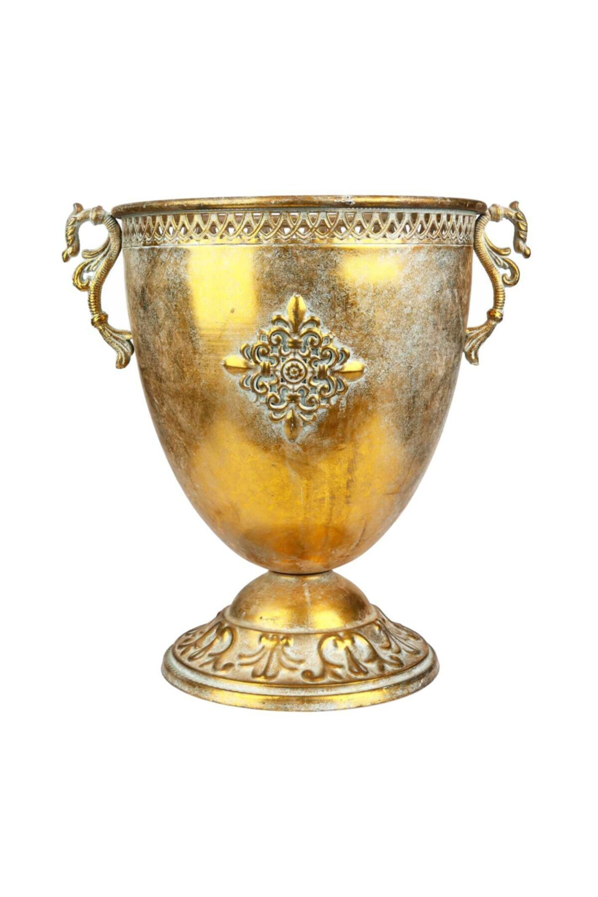 Elif Aksesuar Vitale Antik Kulplu Metal Vazo