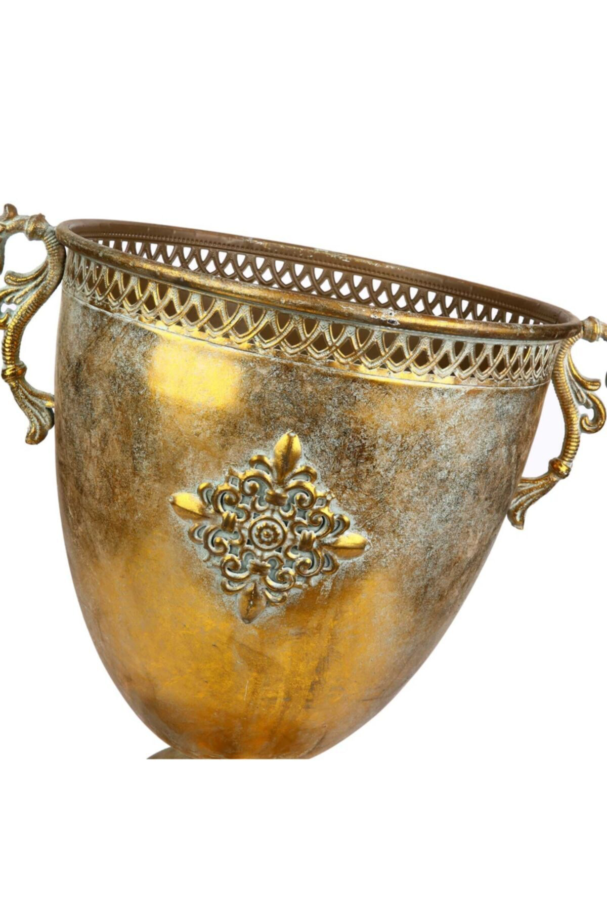 Elif Aksesuar Vitale Antik Kulplu Metal Vazo