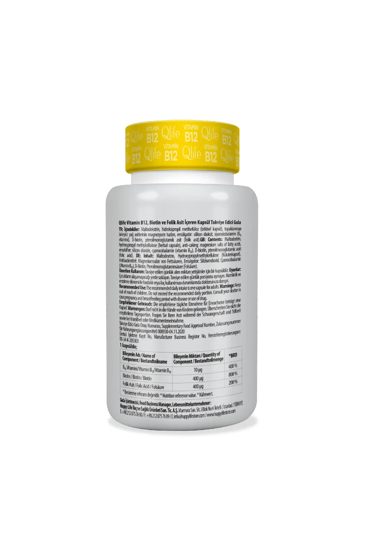 Vitamin B12 + Biotin & Folik Asit 60 Kapsül