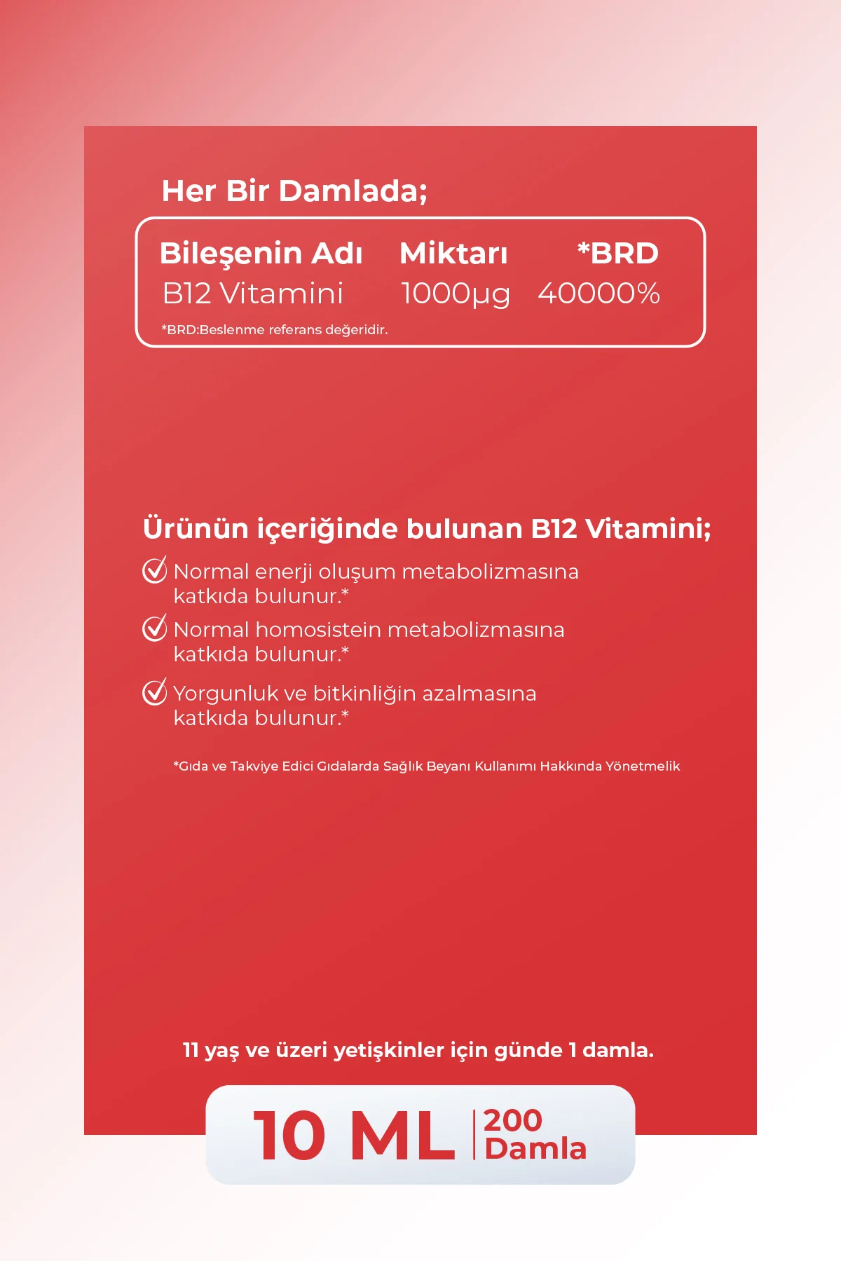 Vitamin B12 Methylcobalamin | 1000 µg (mikro gram) Sprey-Damla - 10 ml