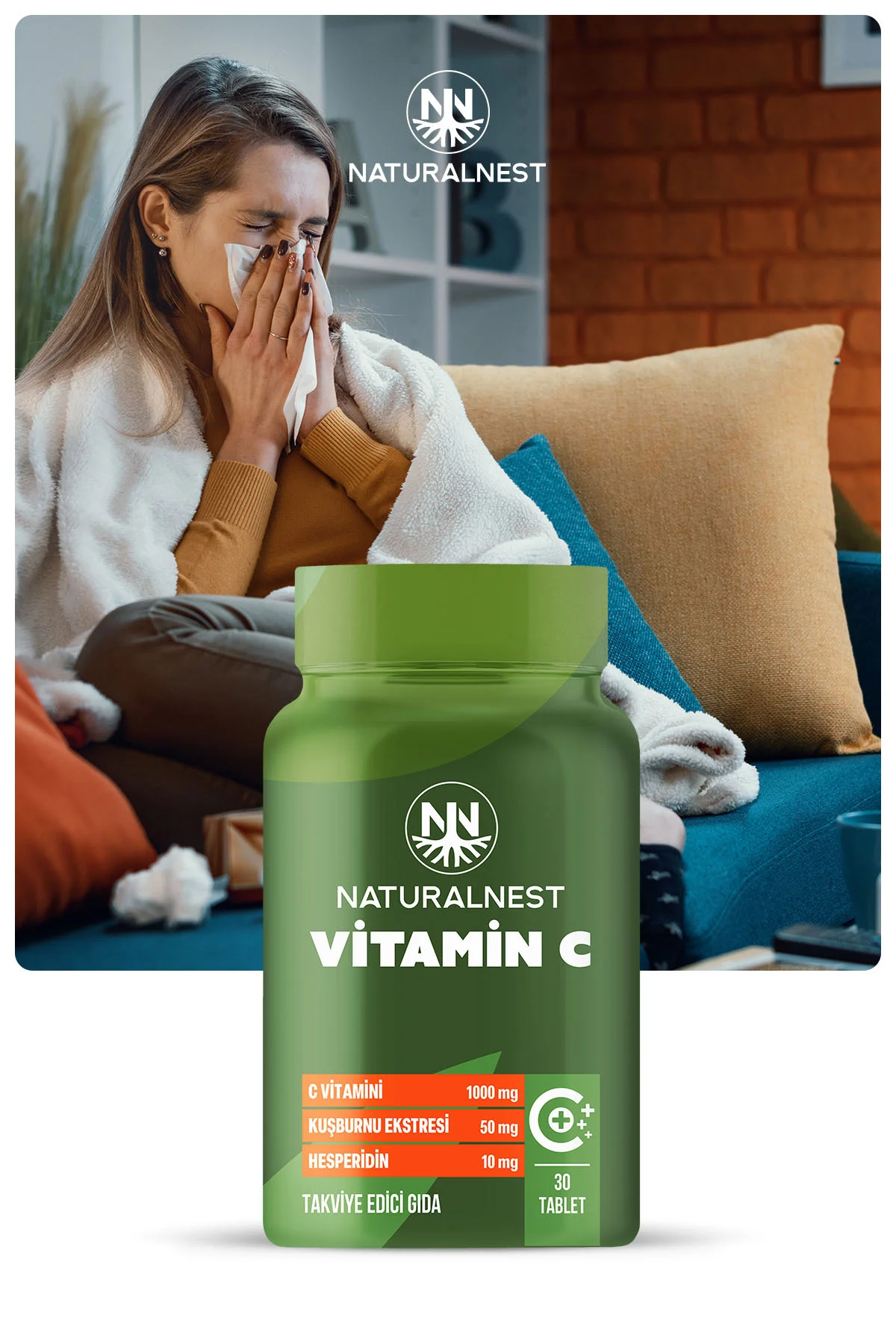Vitamin C 1000 mg 30 Tablet - Kuşburnu Ekstresi, Hesperidin
