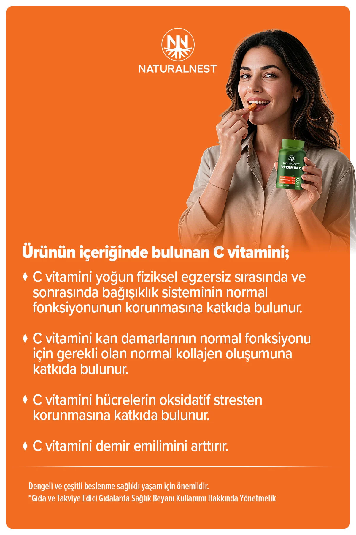 Vitamin C 1000 mg 30 Tablet - Kuşburnu Ekstresi, Hesperidin