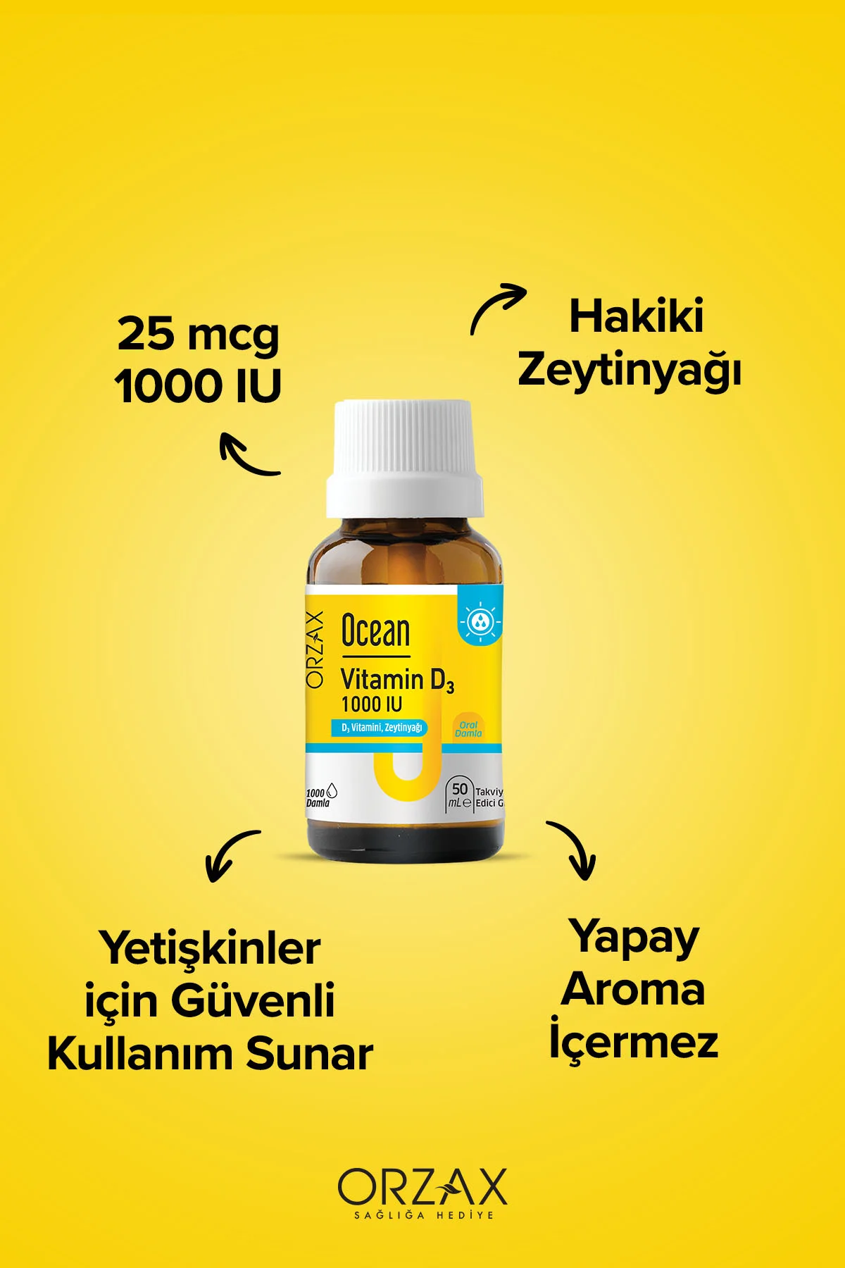 Vitamin D3 1000 IU Damla 50 ml Kapağı Damlalıktır, Damla Aparatı Bulunmamaktadır