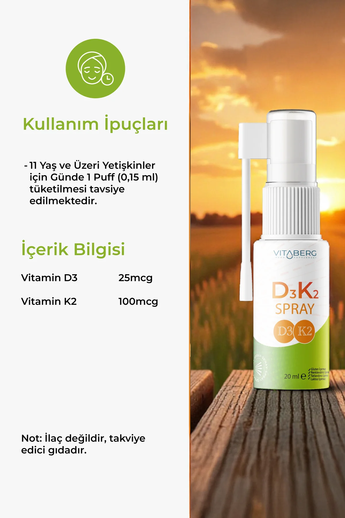 Vitamin D3 K2 Sprey | Günlük Kemik ve Bağışıklık Desteği