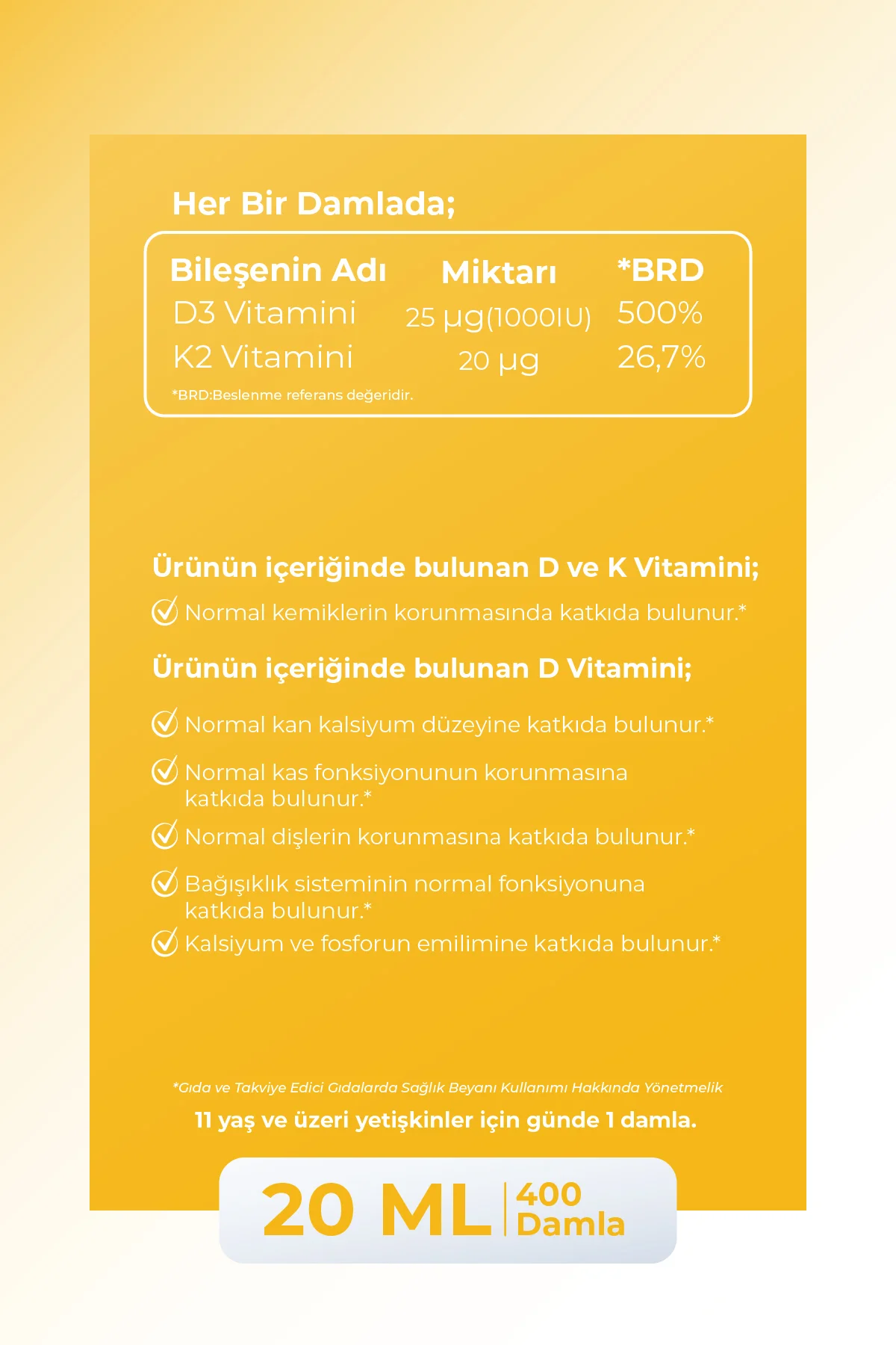 Vitamin D3K2 Sprey-Damla 20 ml
