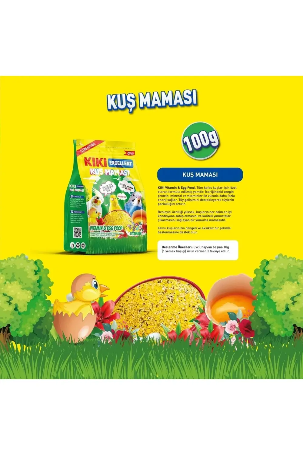 Vitaminli ve Yumurtalı Kuş Maması 100 Gr