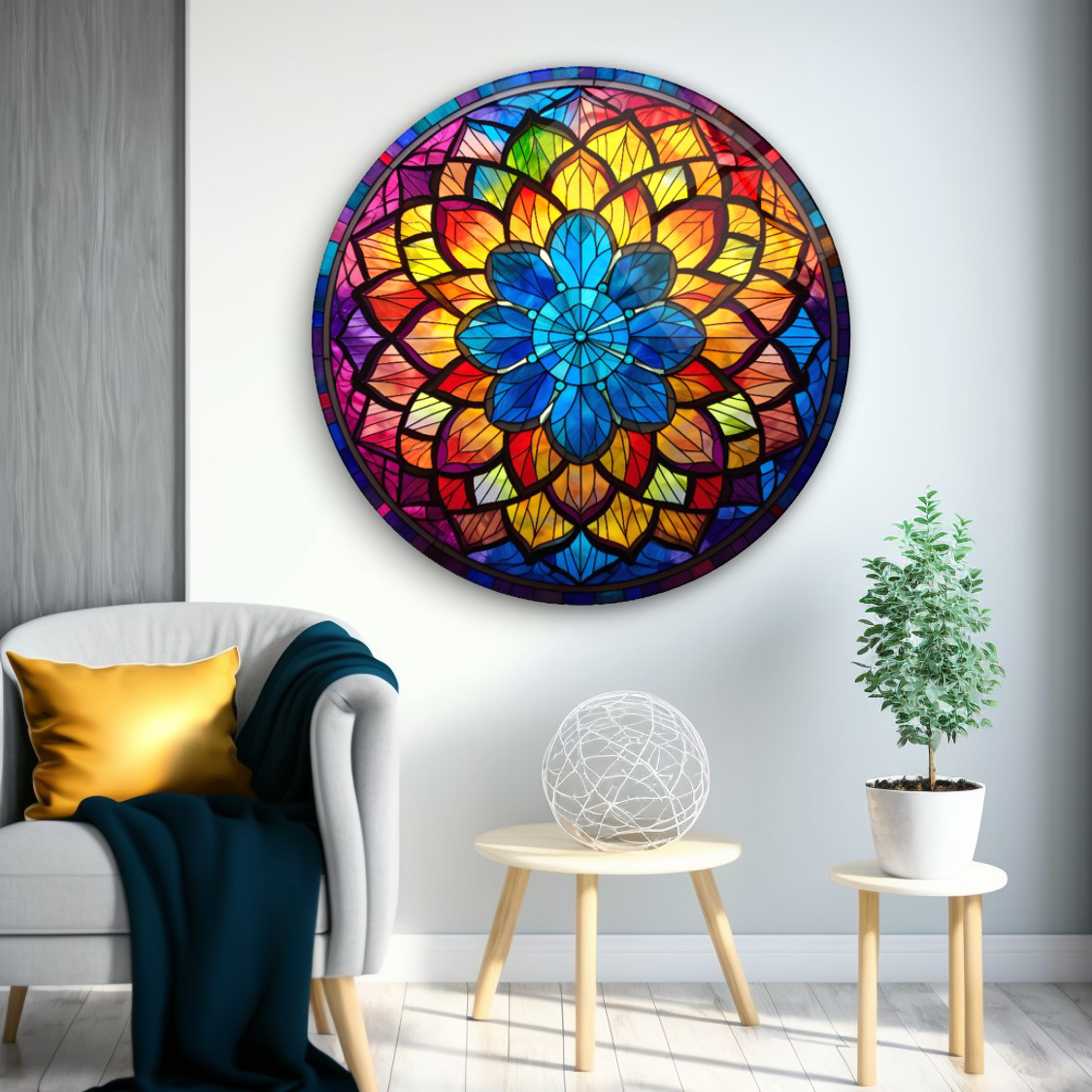 Vitray Desen Çiçek Yuvarlak Cam Tablo | Hediyelik, Dekoratif, Ofi Vitray Desen Çiçek Yuvarlak Cam Tablo | Hediyelik, Dekoratif, Ofi