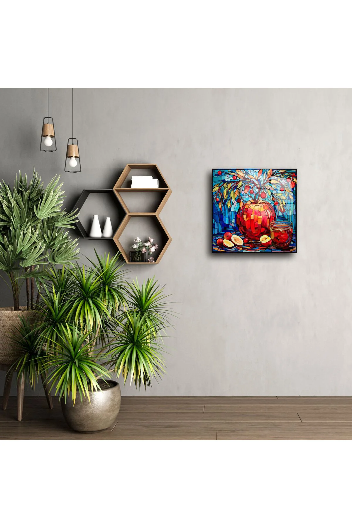 Vitray Kırmızı Meyve Sanat Baskısı