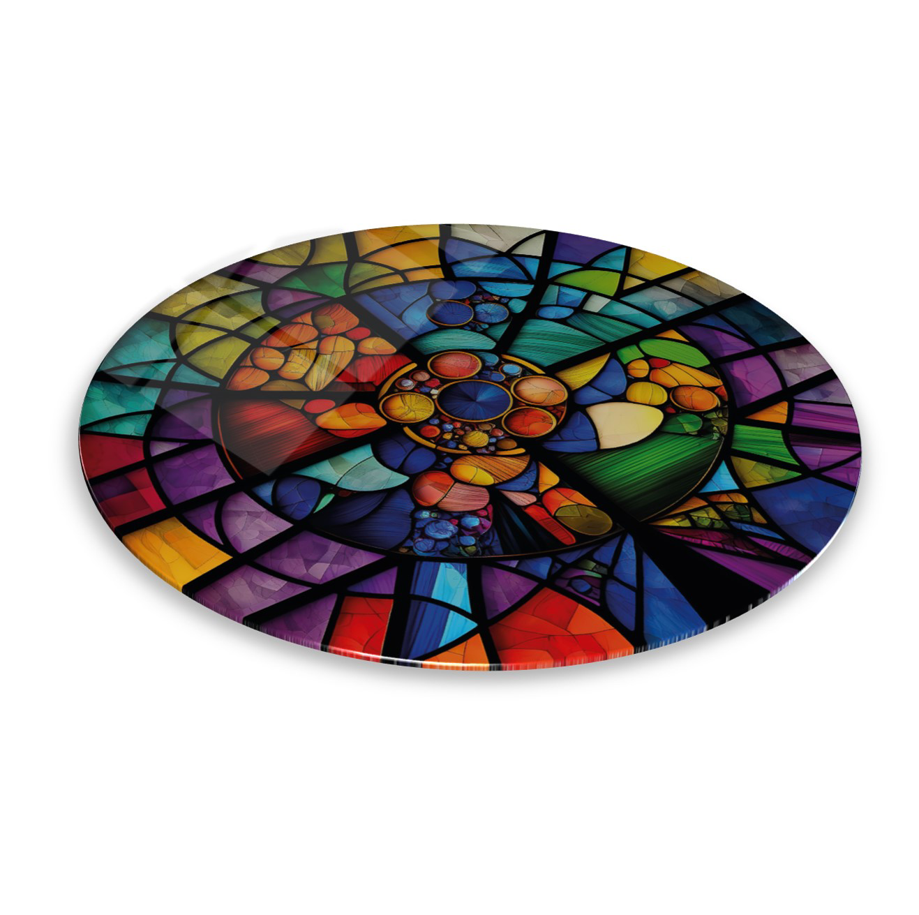 Vitray Yuvarlak Cam Tablo | Hediyelik, Dekoratif, Ofis, Mutfak Vitray Yuvarlak Cam Tablo | Hediyelik, Dekoratif, Ofis, Mutfak