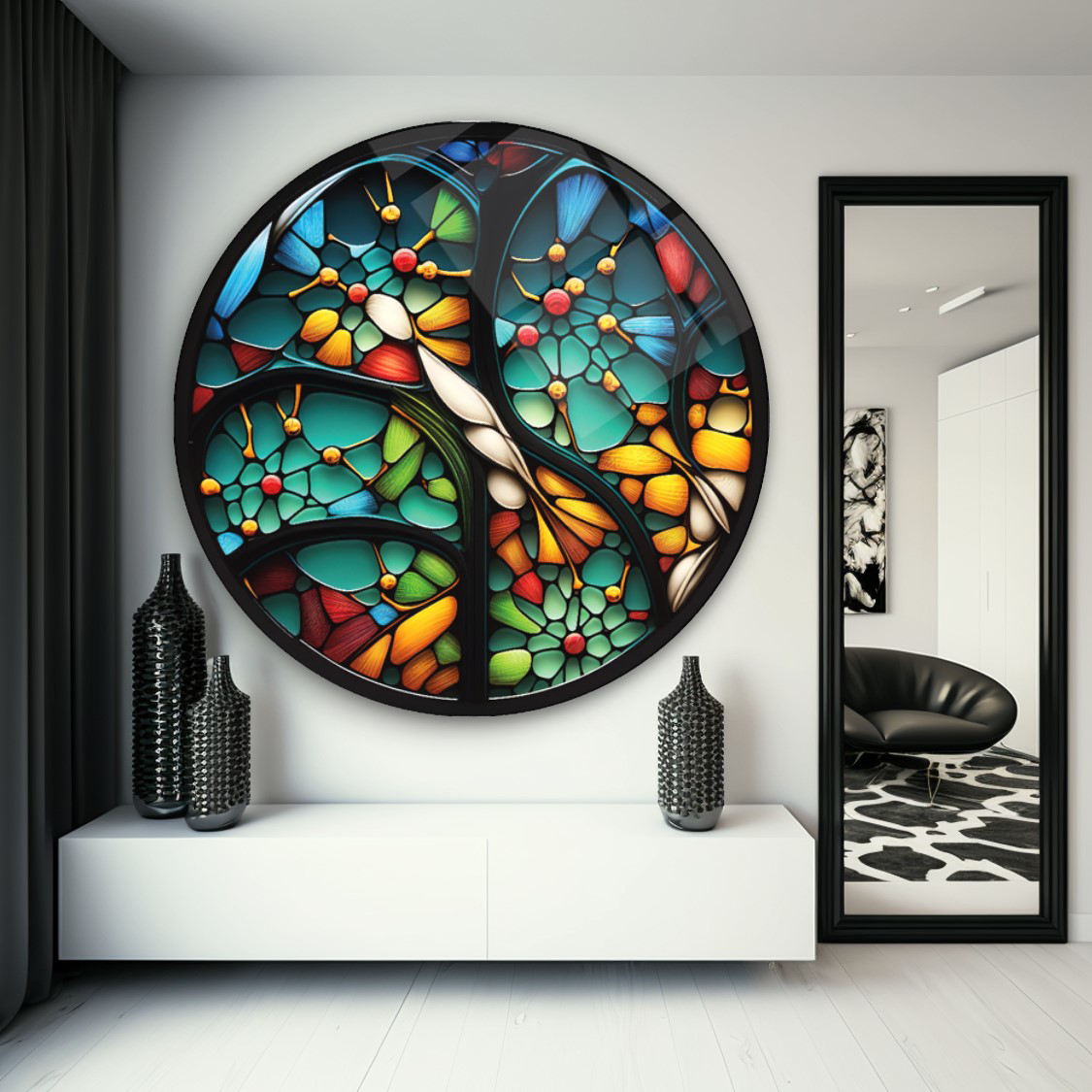 Vitray Yuvarlak Cam Tablo | Hediyelik, Dekoratif, Ofis, Mutfak Vitray Yuvarlak Cam Tablo | Hediyelik, Dekoratif, Ofis, Mutfak