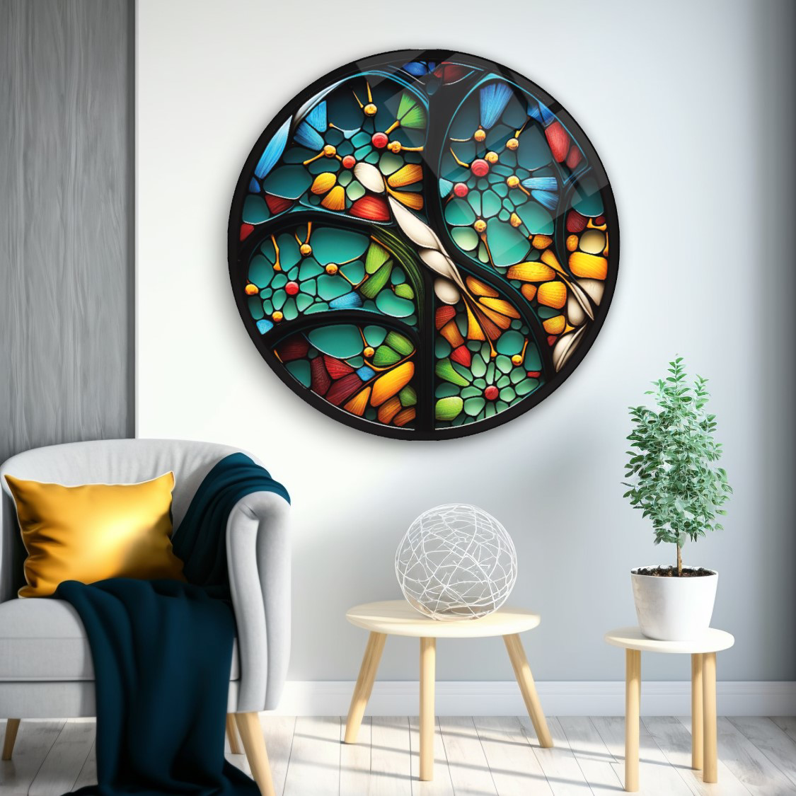 Vitray Yuvarlak Cam Tablo | Hediyelik, Dekoratif, Ofis, Mutfak Vitray Yuvarlak Cam Tablo | Hediyelik, Dekoratif, Ofis, Mutfak