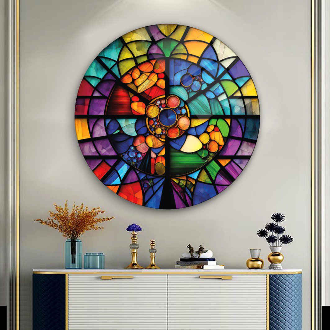Vitray Yuvarlak Cam Tablo | Hediyelik, Dekoratif, Ofis, Mutfak Vitray Yuvarlak Cam Tablo | Hediyelik, Dekoratif, Ofis, Mutfak