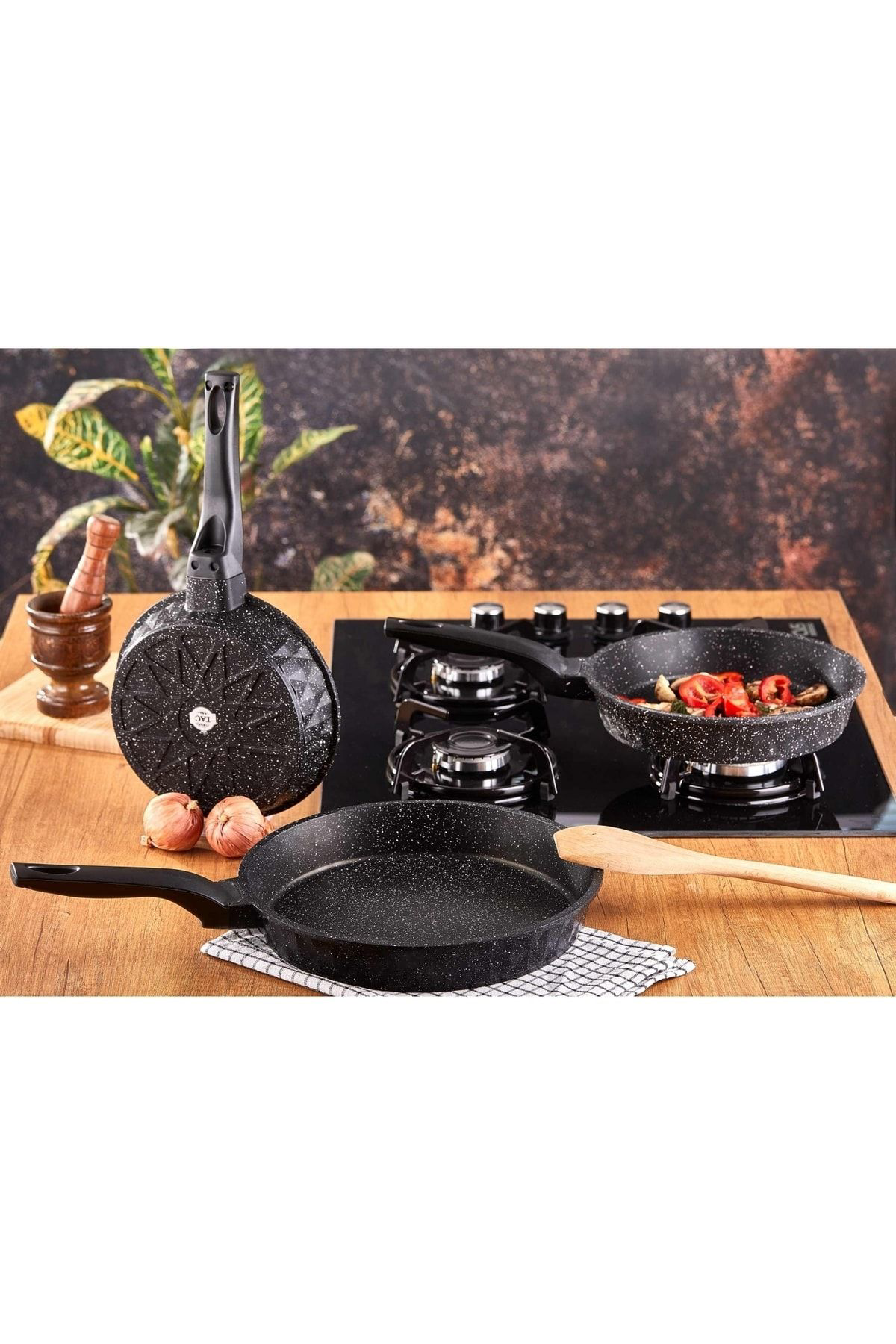 Viva Döküm 20-24-28 3'lü Granit Tava Set Siyah