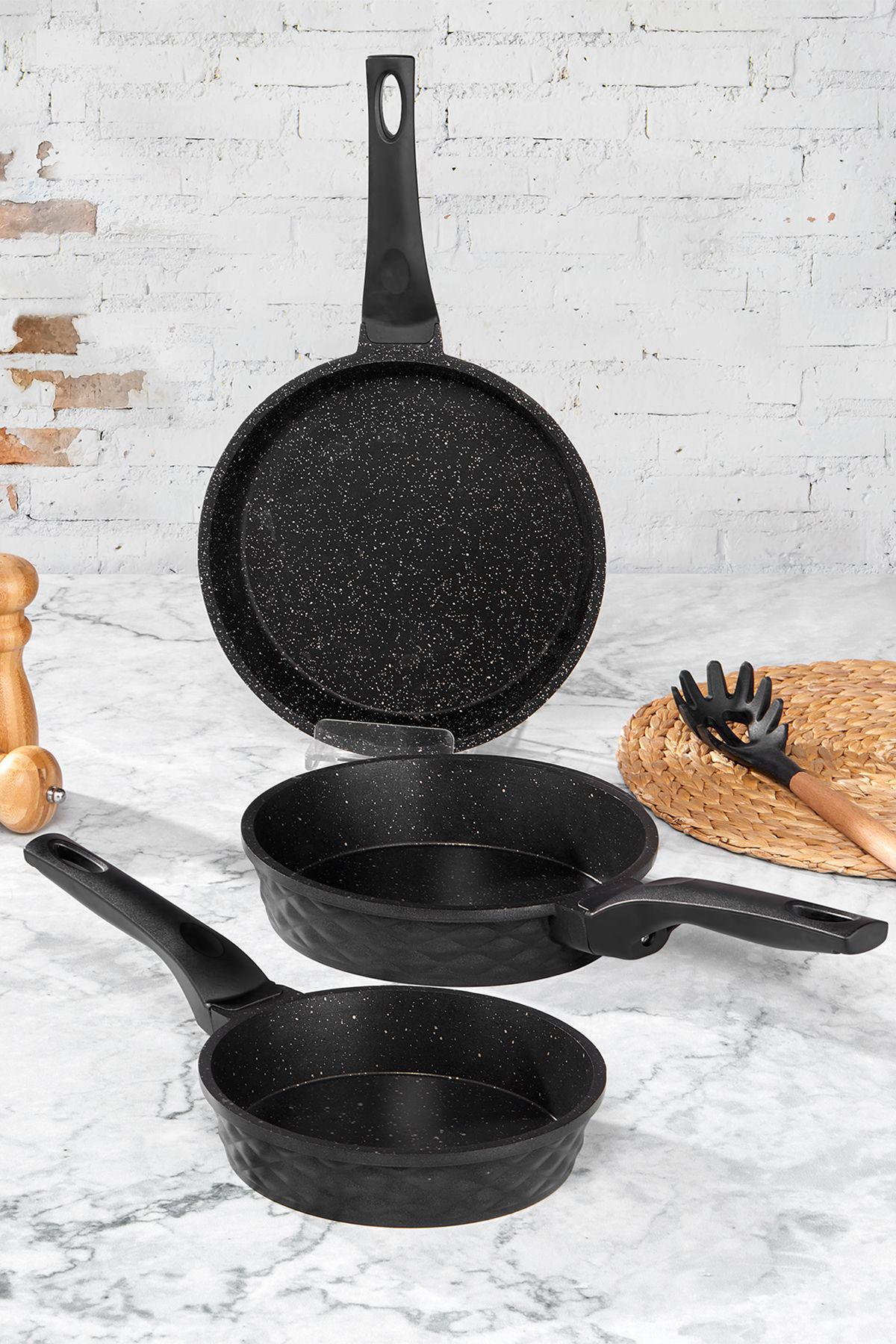 Viva Döküm 3'lü Tava Set Siyah