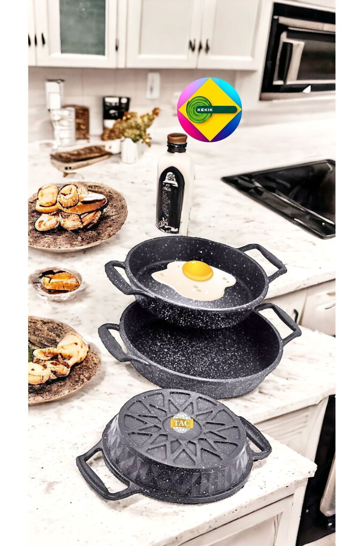 VİVA Döküm Granit 3 Parça Sahan Seti