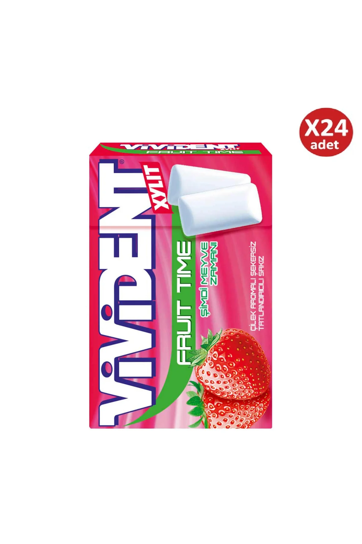 Vivident Fruit Time Çilek Aromalı Sakız 24 Adet