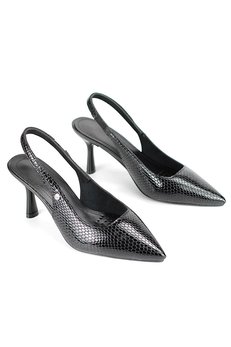 Vivienne Kadın Topuklu Ayakkabı – Orta Topuk, Yılan Baskı, İnce Topuk, Slingback Fiyatı, Yorumları ve Özellikleri