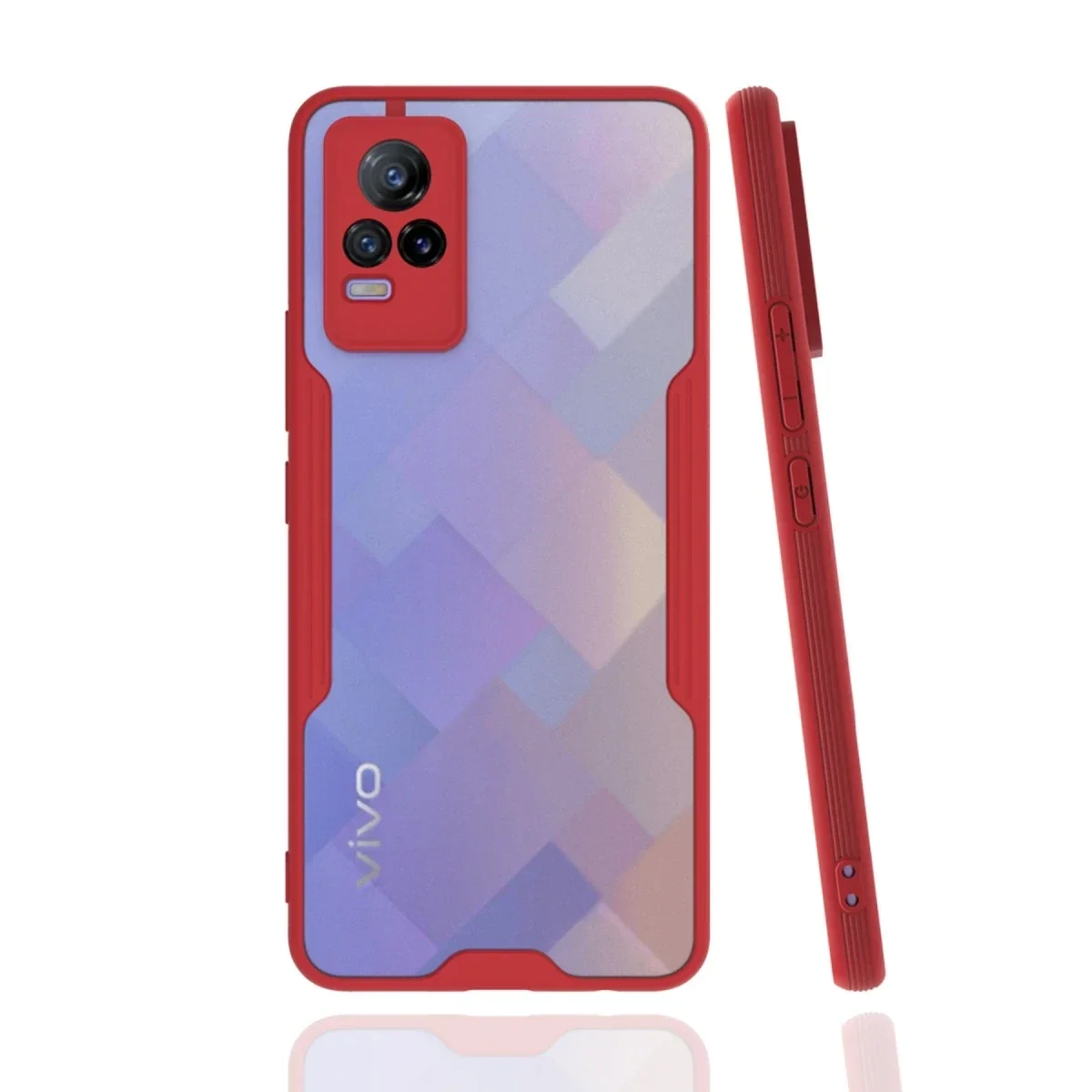 Vivo V21e Kılıf Platin Silikon - Kırmızı