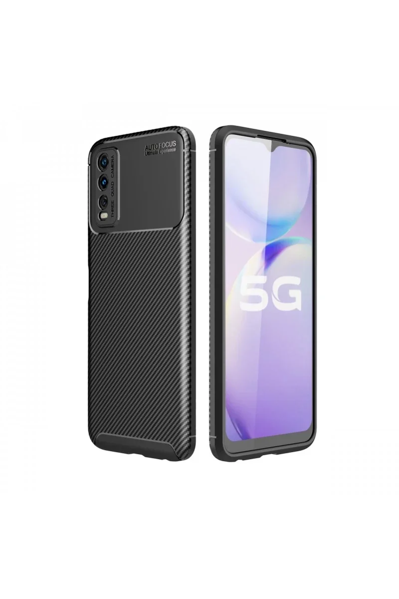 Vivo Y11S Kılıf Auto Focus Karbon Kapak - Siyah Vivo Y11S Kılıf Auto Focus Karbon Kapak - Siyah