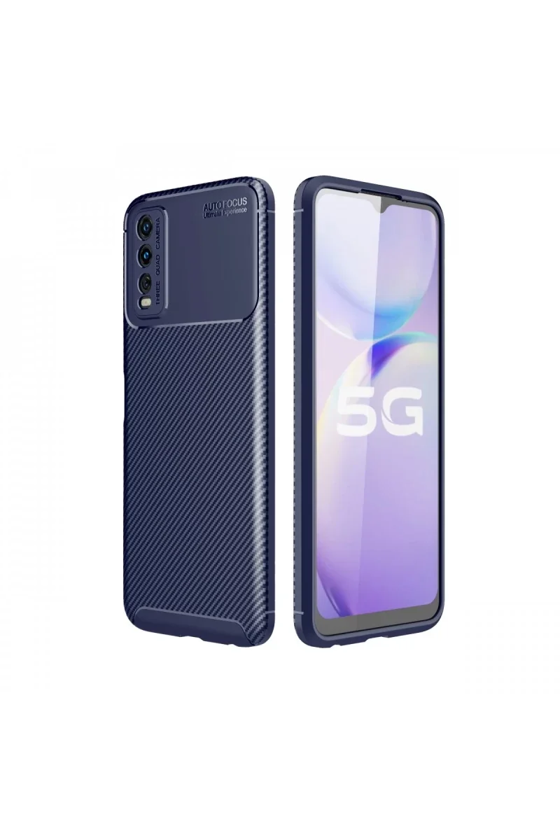 Vivo Y11S Kılıf Auto Focus Karbon Kapak - Lacivert Vivo Y11S Kılıf Auto Focus Karbon Kapak - Lacivert