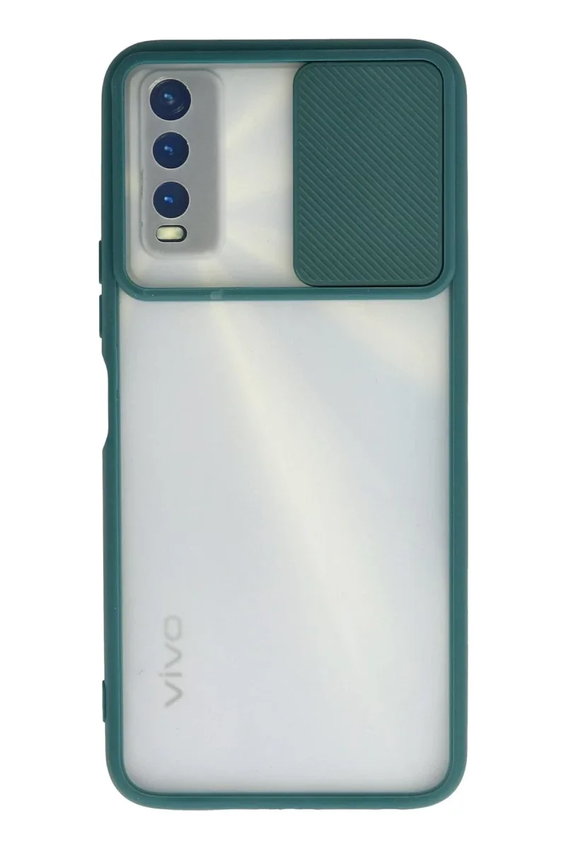 Vivo Y11S Kılıf Palm Buzlu Kamera Sürgülü Silikon - Yeşil Vivo Y11S Kılıf Palm Buzlu Kamera Sürgülü Silikon - Yeşil