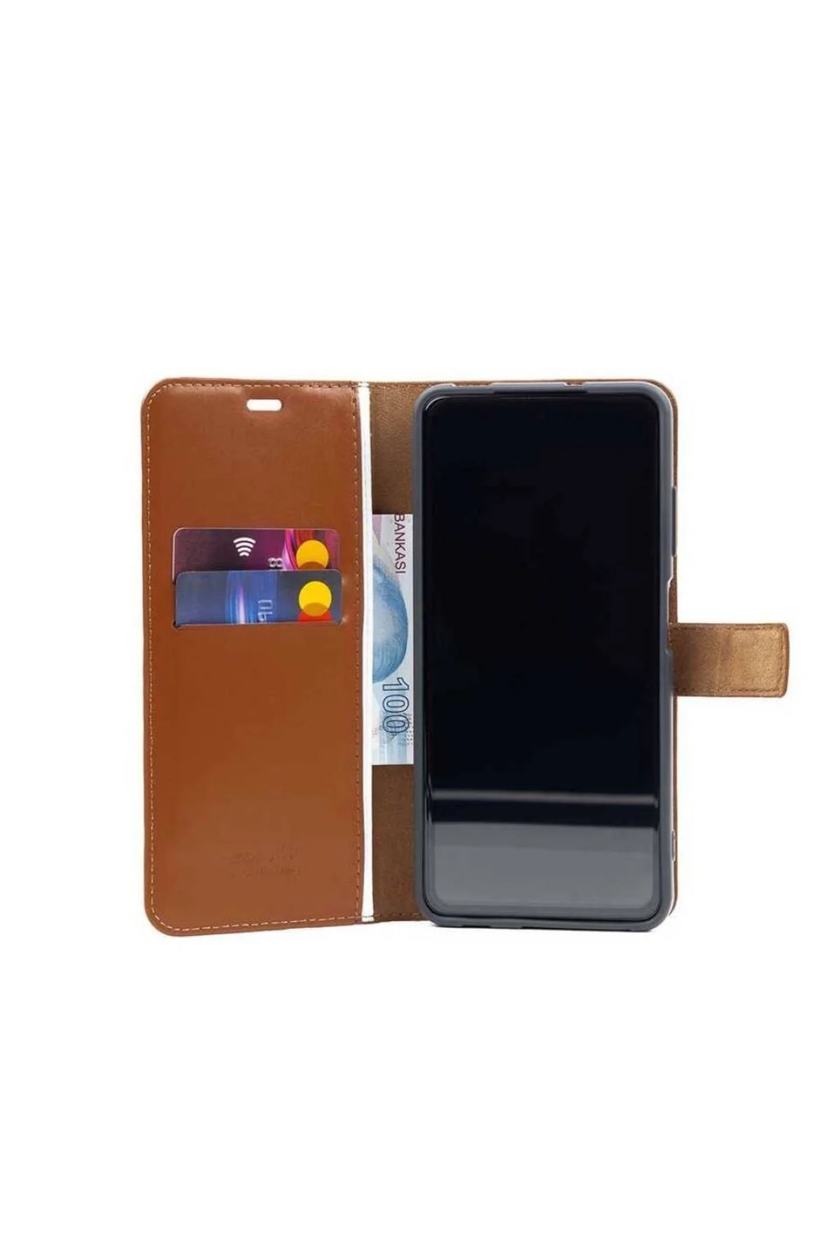 Vivo Y15S Cüzdanlı Standlı Kapaklı Kılıf Siyah