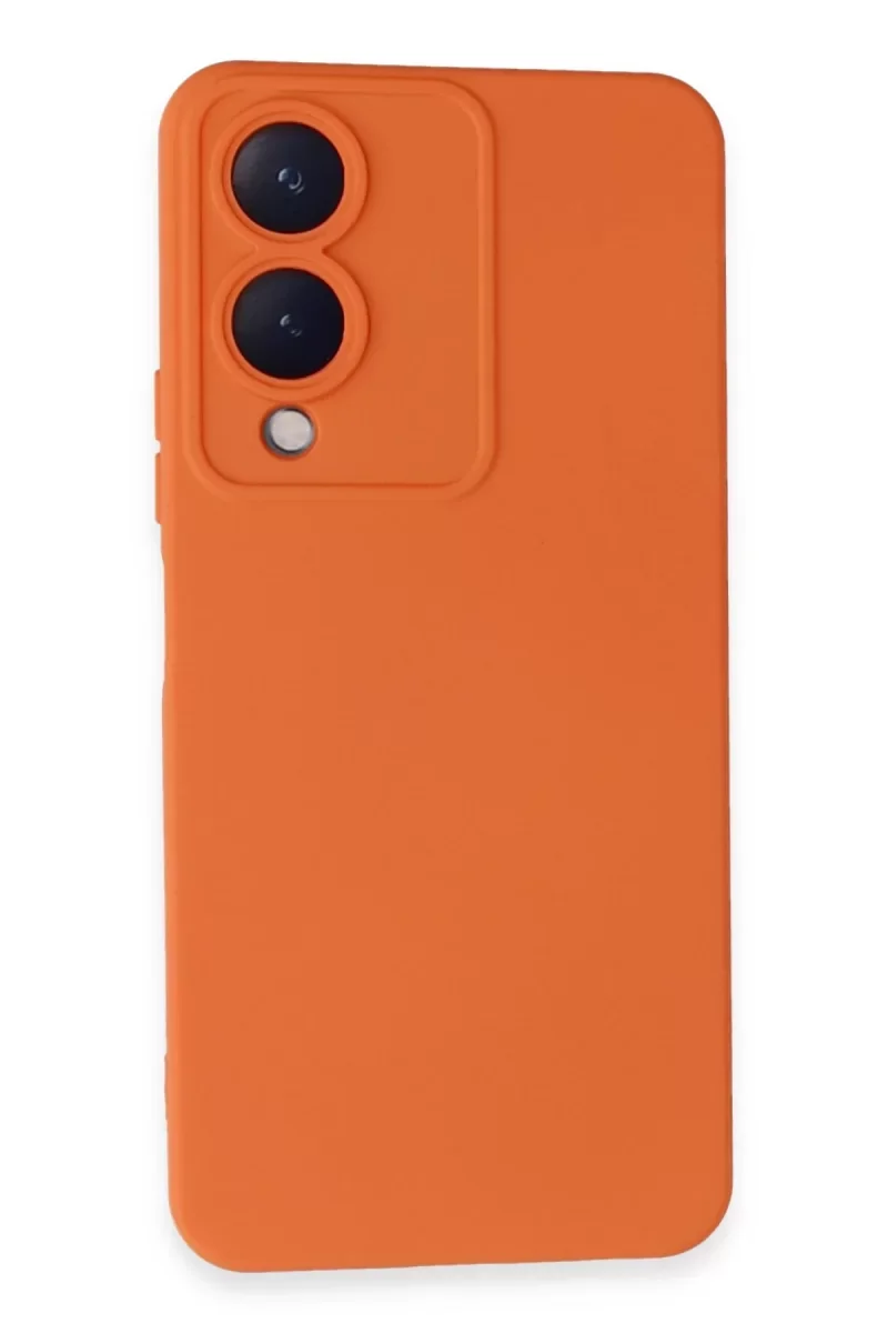 Vivo Y17S Kılıf Nano içi Kadife Silikon - Turuncu