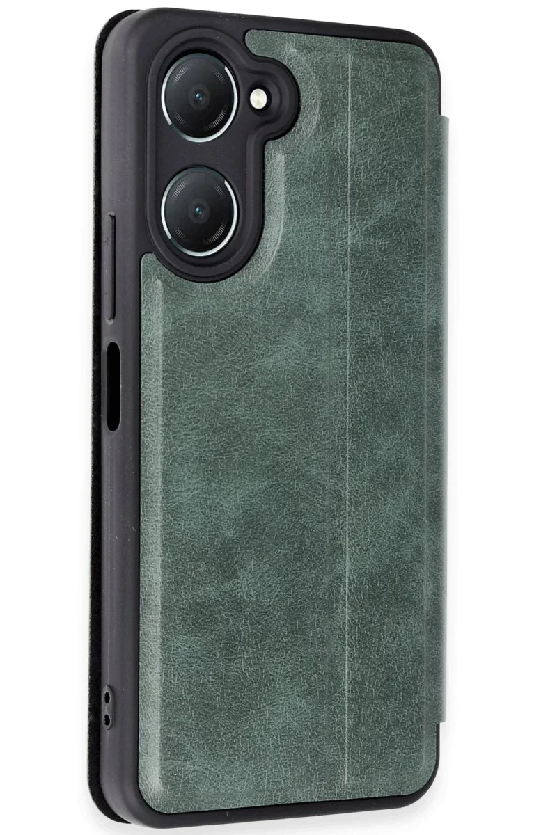 Vivo Y18 Kılıf Flip Cover - Koyu Yeşil