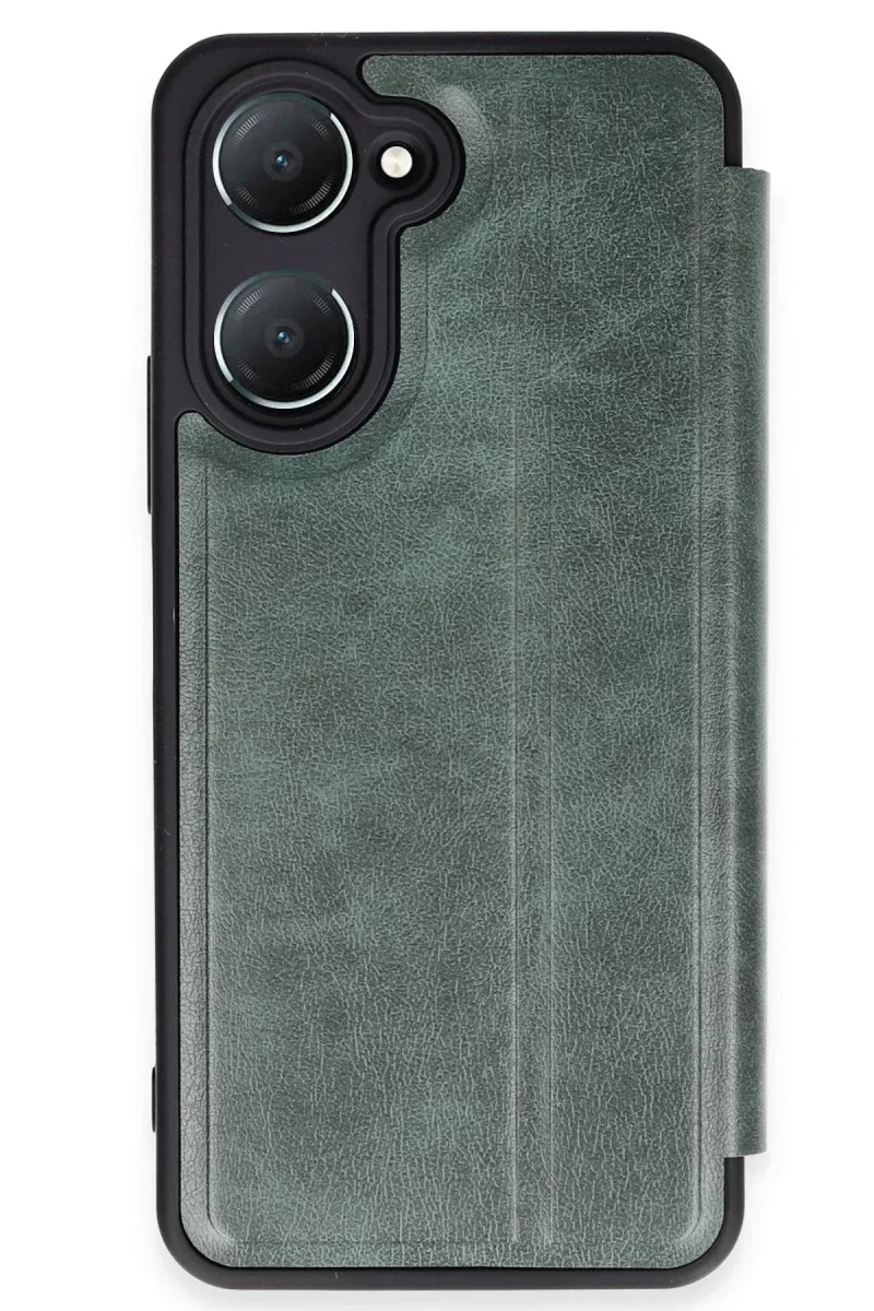 Vivo Y18 Kılıf Flip Cover - Koyu Yeşil