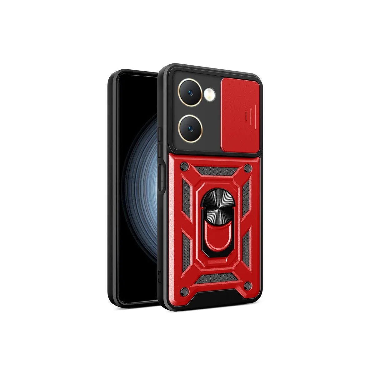 Vivo Y18 Kılıf Pars Lens Yüzüklü Silikon - Kırmızı Vivo Y18 Kılıf Pars Lens Yüzüklü Silikon - Kırmızı