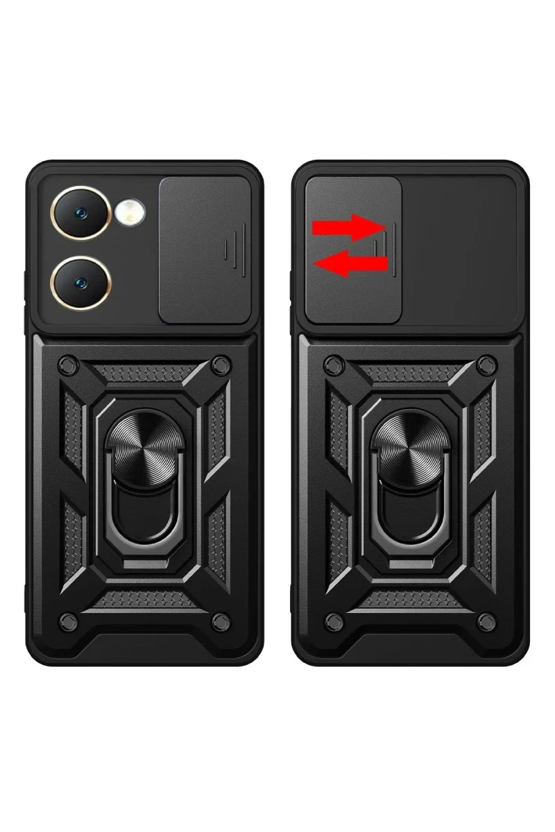 Vivo Y18 Kılıf Pars Lens Yüzüklü Silikon - Siyah