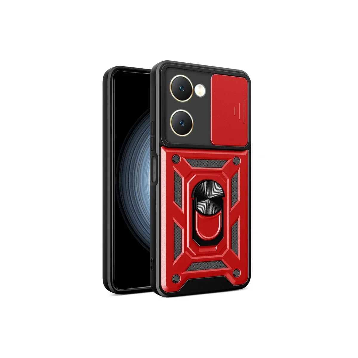 Vivo Y18 Kılıf Pars Lens Yüzüklü Silikon - Kırmızı Vivo Y18 Kılıf Pars Lens Yüzüklü Silikon - Kırmızı