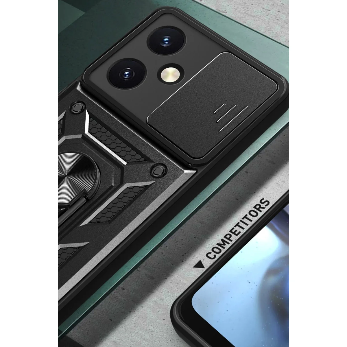 Vivo Y27 Kılıf Pars Lens Yüzüklü Silikon - Siyah