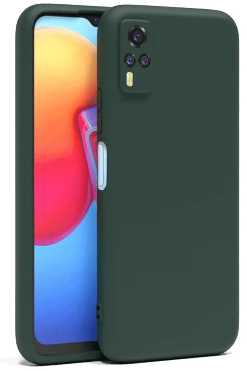 Vivo Y53S Kılıf Nano içi Kadife Silikon - Koyu Yeşil