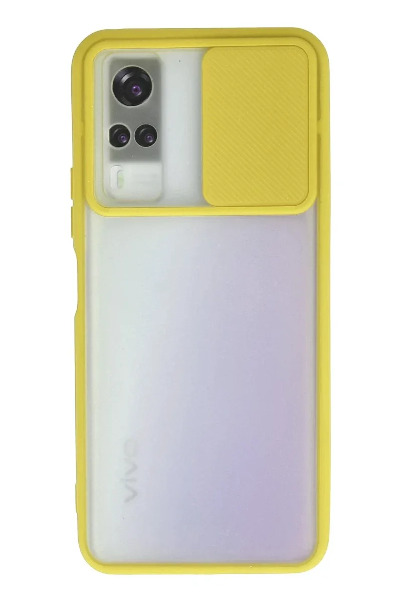 Vivo Y53S Kılıf Palm Buzlu Kamera Sürgülü Silikon - Sarı