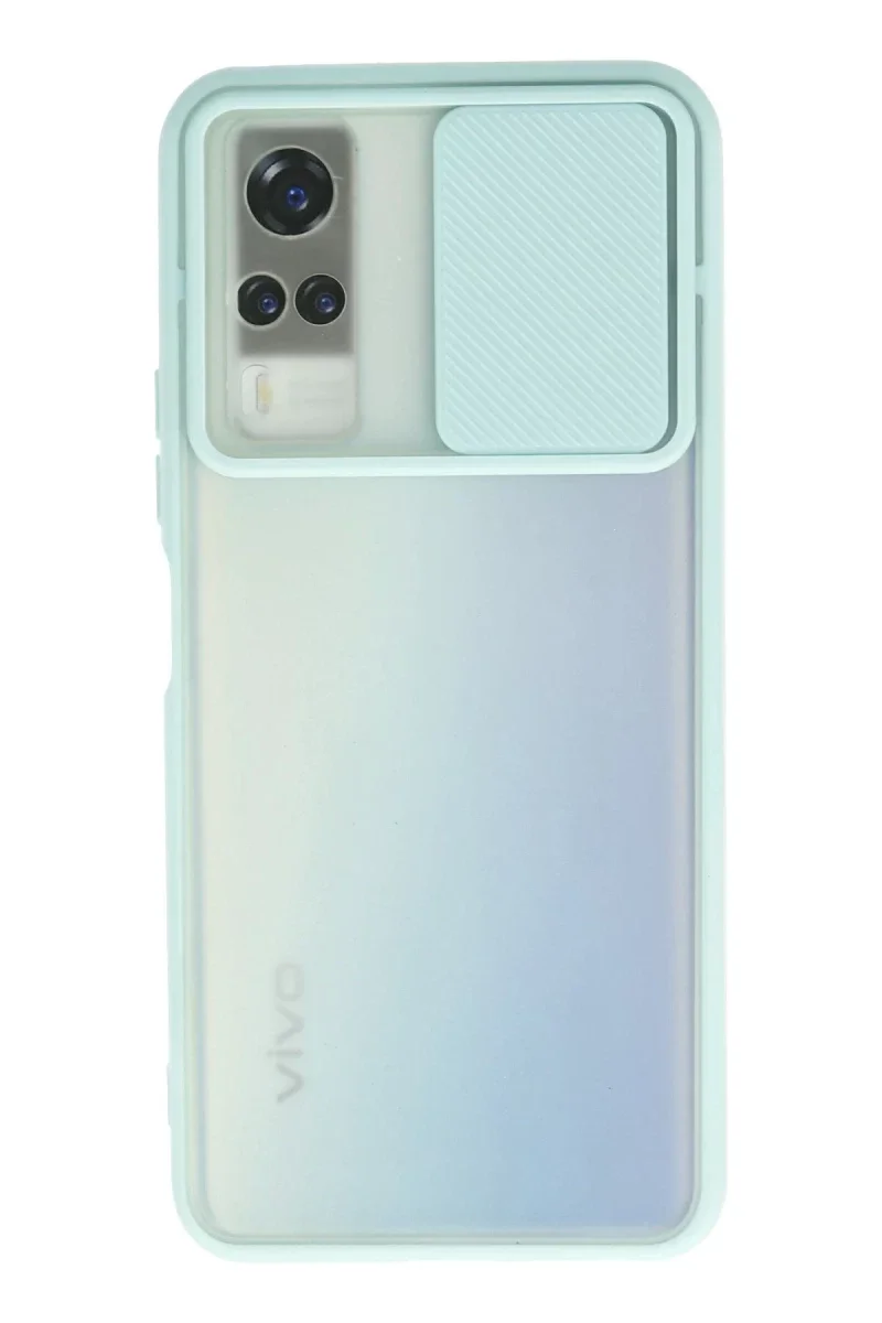 Vivo Y53S Kılıf Palm Buzlu Kamera Sürgülü Silikon - Turkuaz