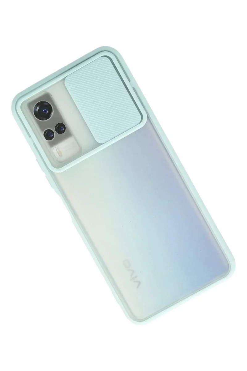 Vivo Y53S Kılıf Palm Buzlu Kamera Sürgülü Silikon - Turkuaz