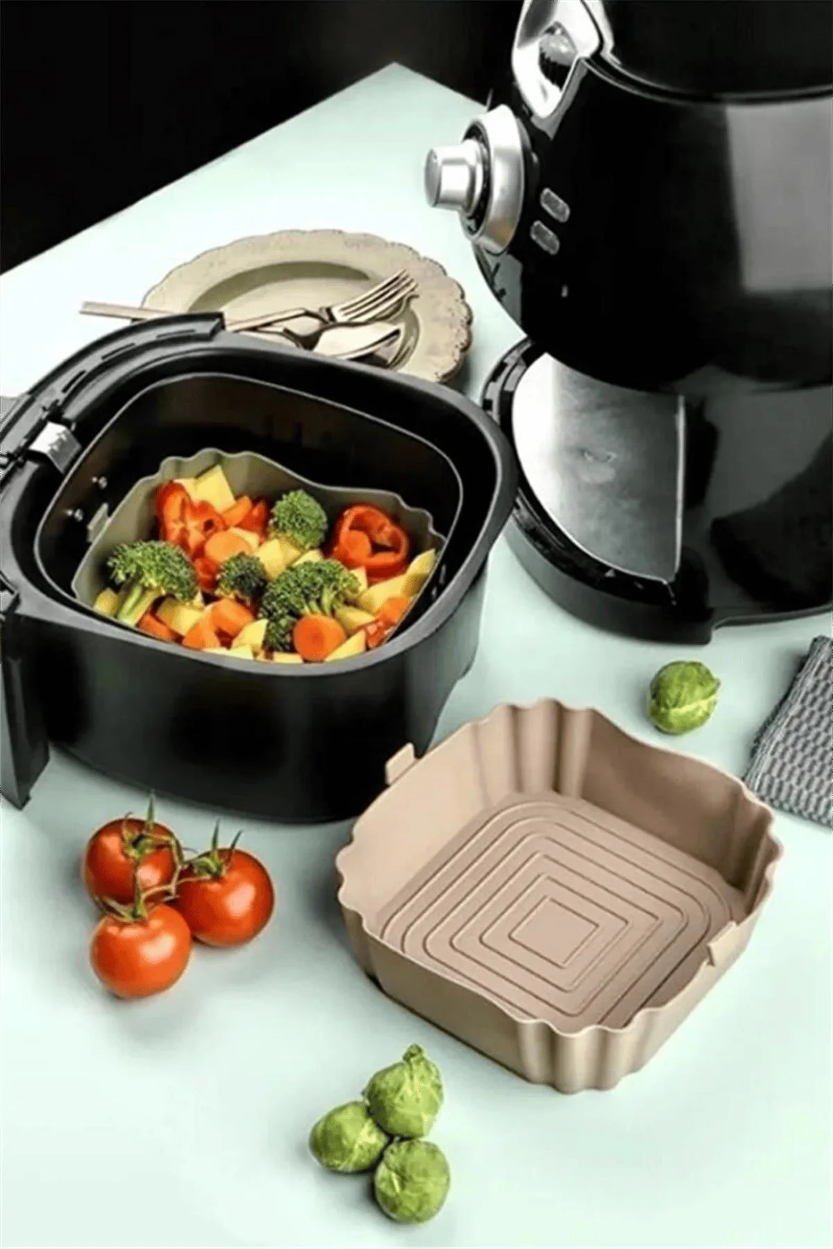 Vizon Silikon Pişirme Kabı - Hava Fritözüne Uygun 17x17 cm Silikon Tepsi
