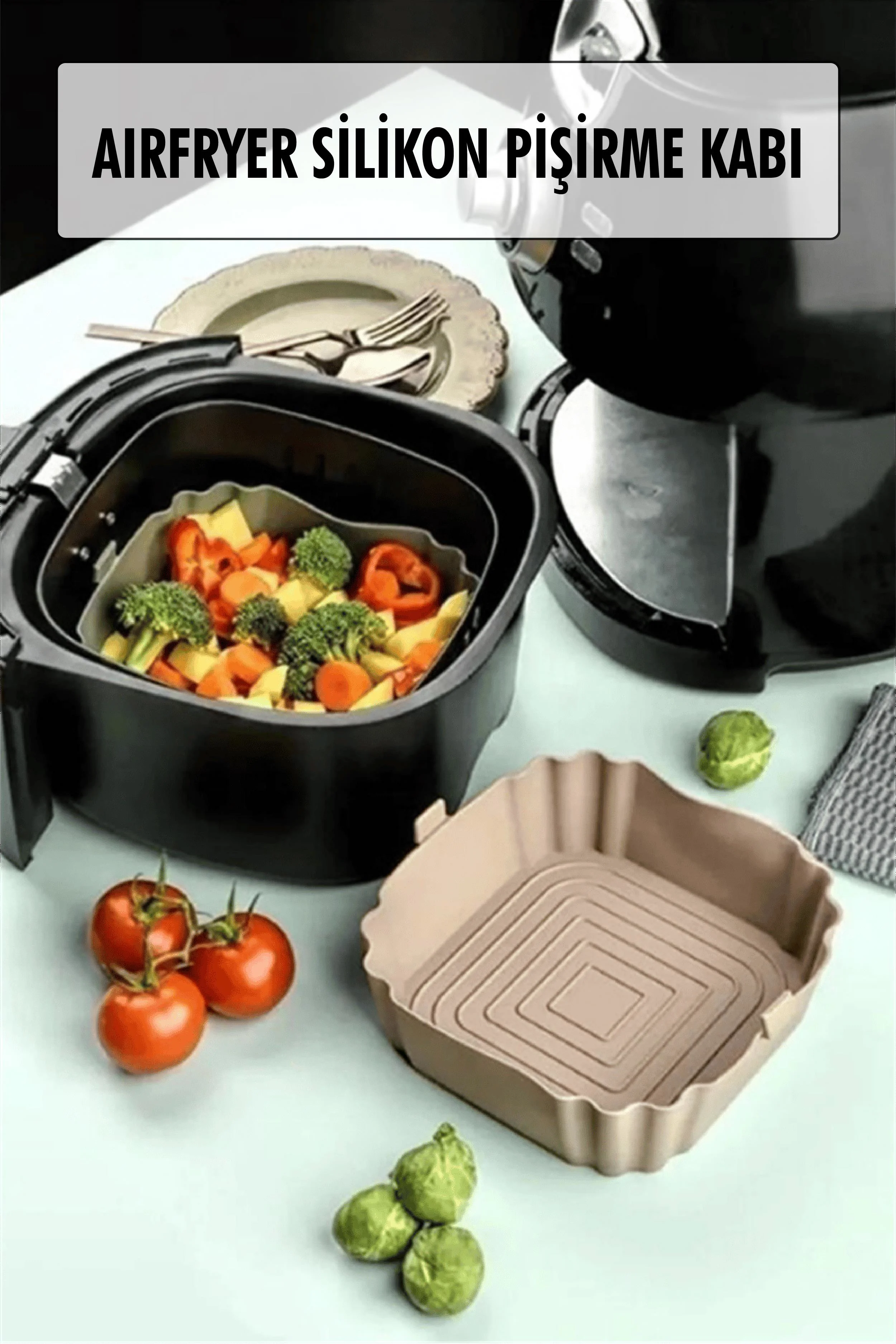 Vizon Silikon Pişirme Kabı - Hava Fritözüne Uygun 17x17 cm Silikon Tepsi