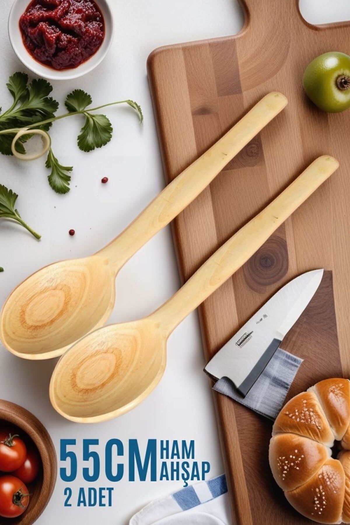 Vizzini 55 cm Ahşap Kaşık 2 li SET