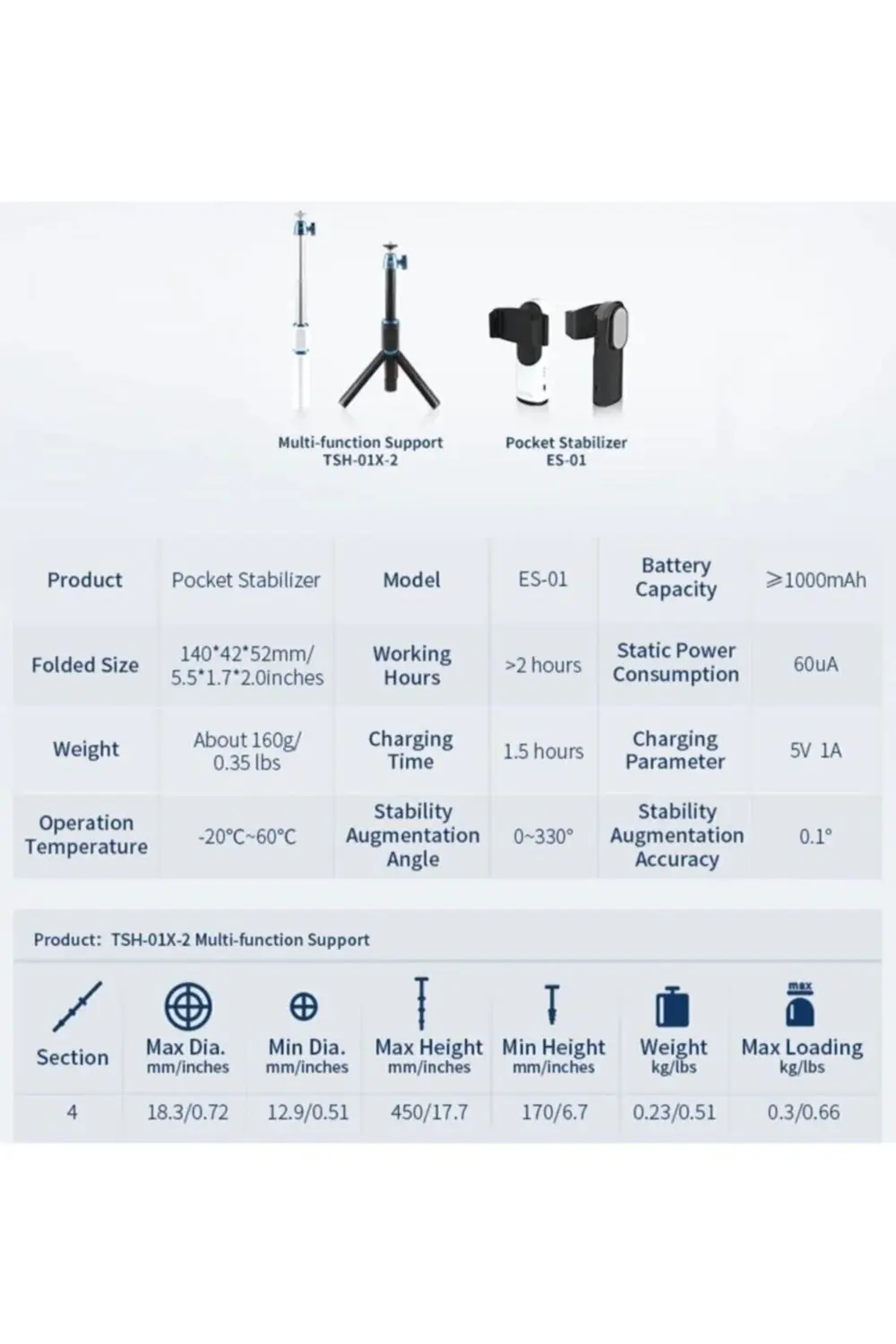 Vk-2w Mobil Gimbal + Çok Fonksiyonlu Masa Üstü Tripod Seti Beyaz
