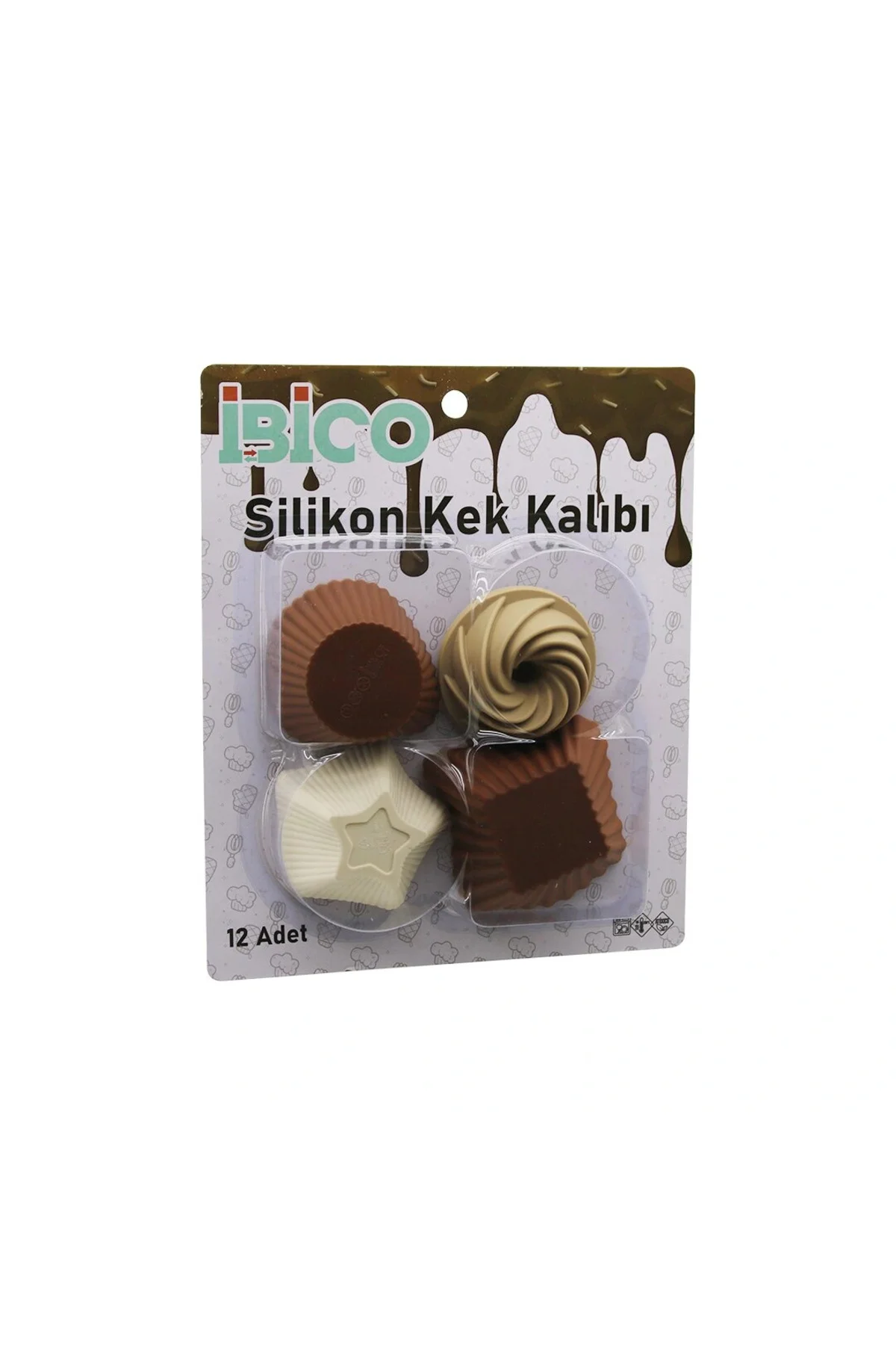 VLK 12PCS RENKLİ SİLİKON MUFFİN - KEK KALIP MİX ŞEKİL= 3-DİKDÖRTG