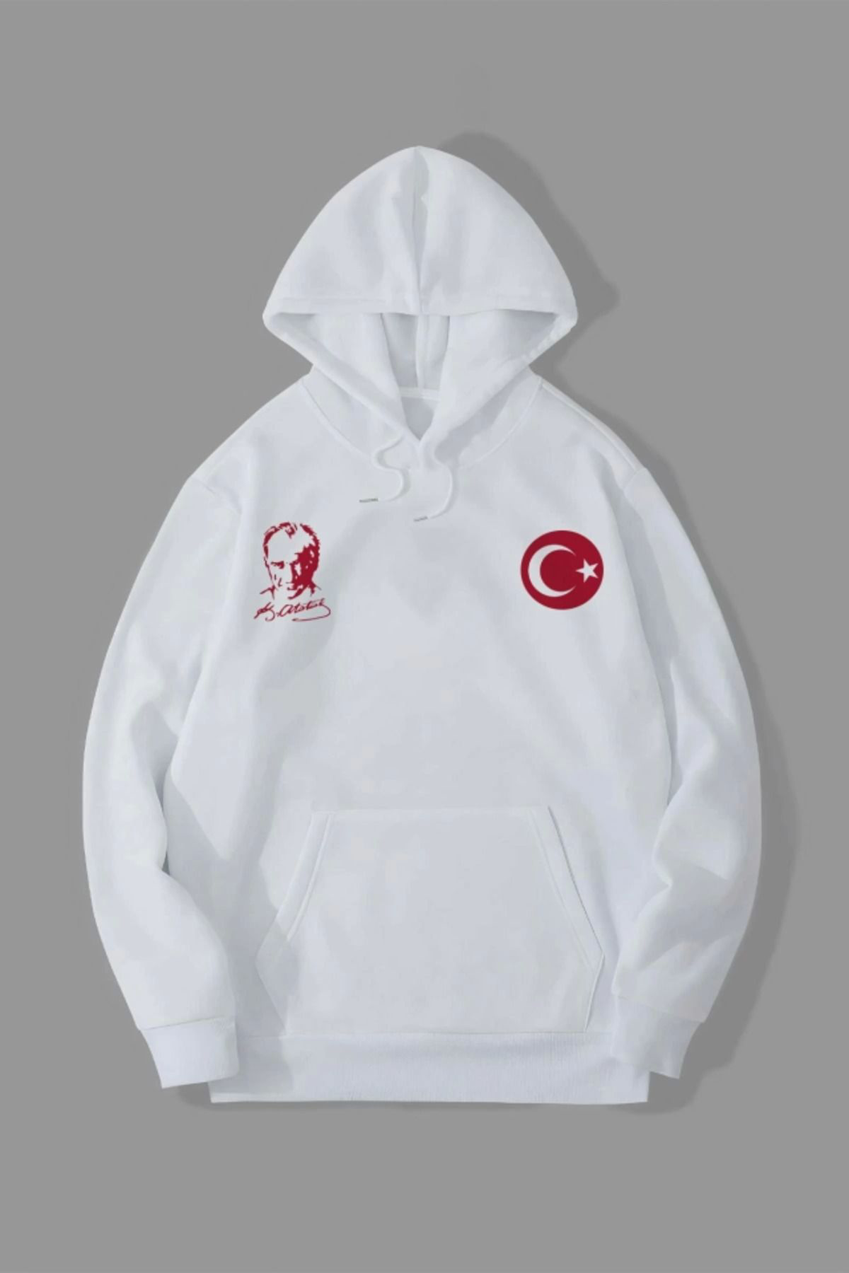V&M Store 10 Kasıma Özel Üç İplik Kapşonlu Baskılı SweatShirt - B