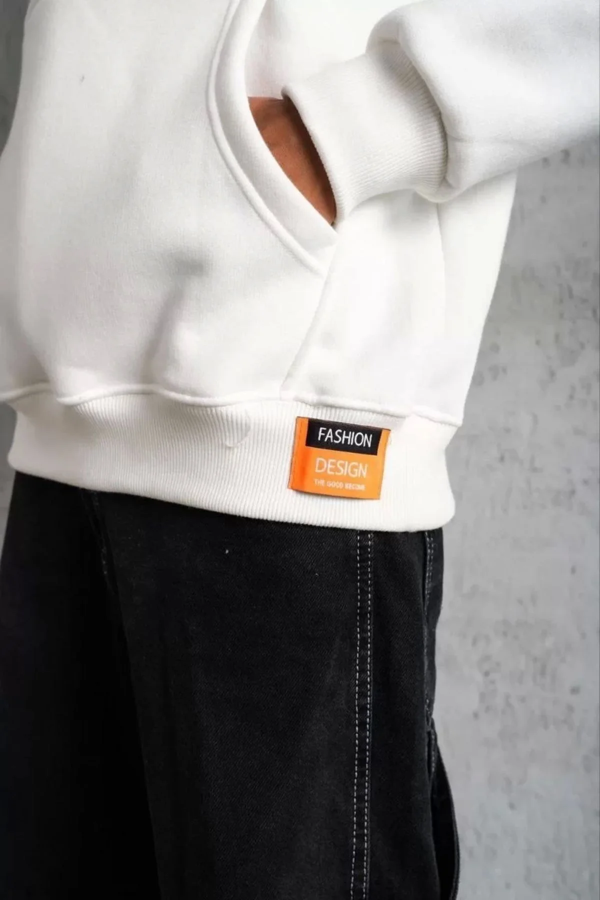 V&M Store Erkek Armalı Baskılı Kapüşonlu Sweatshirt - Beyaz V&M Store Erkek Armalı Baskılı Kapüşonlu Sweatshirt - Beyaz
