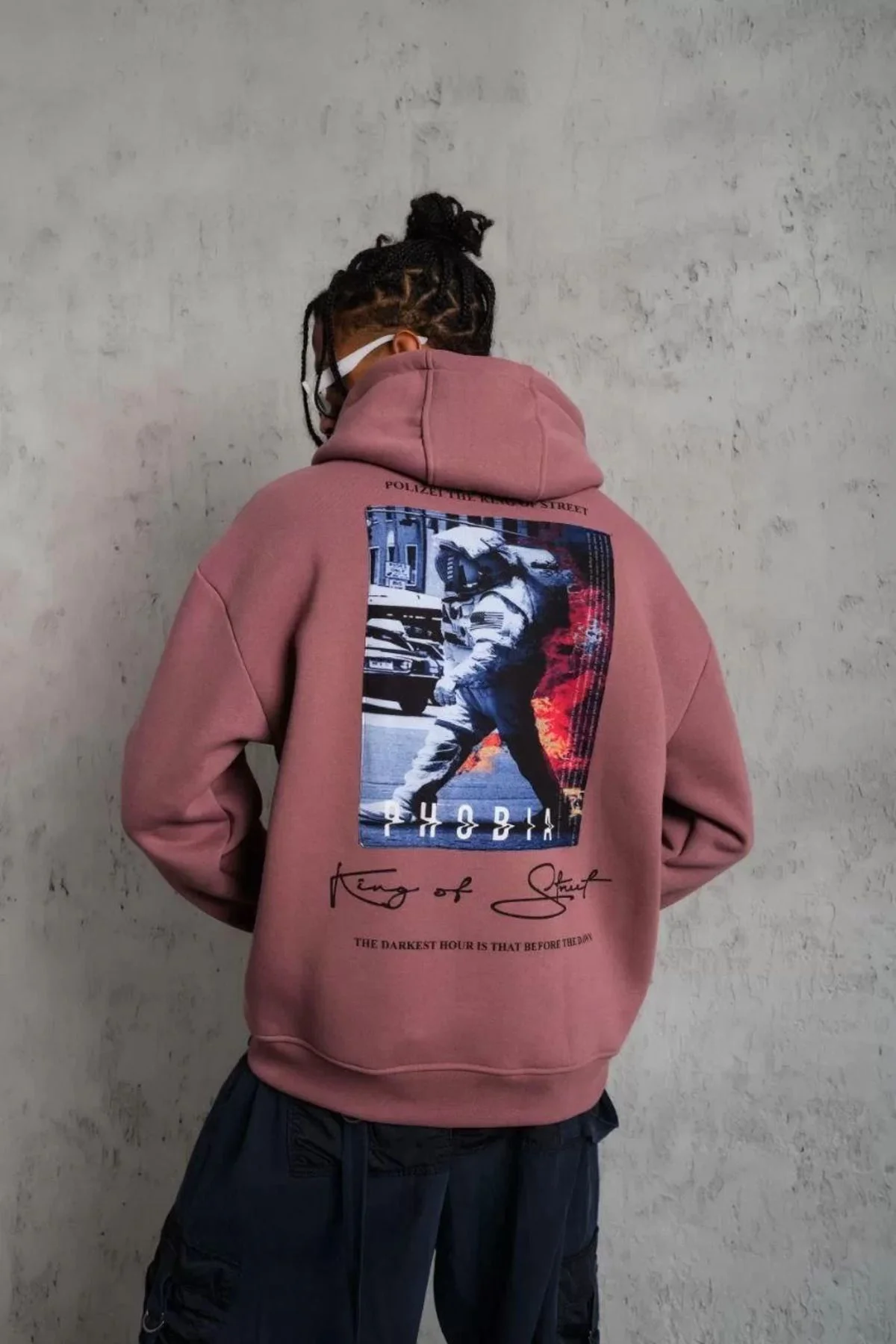 V&M Store Erkek Astronot Baskılı Kapüşonlu Sweat - Gül Kurusu V&M Store Erkek Astronot Baskılı Kapüşonlu Sweat - Gül Kurusu