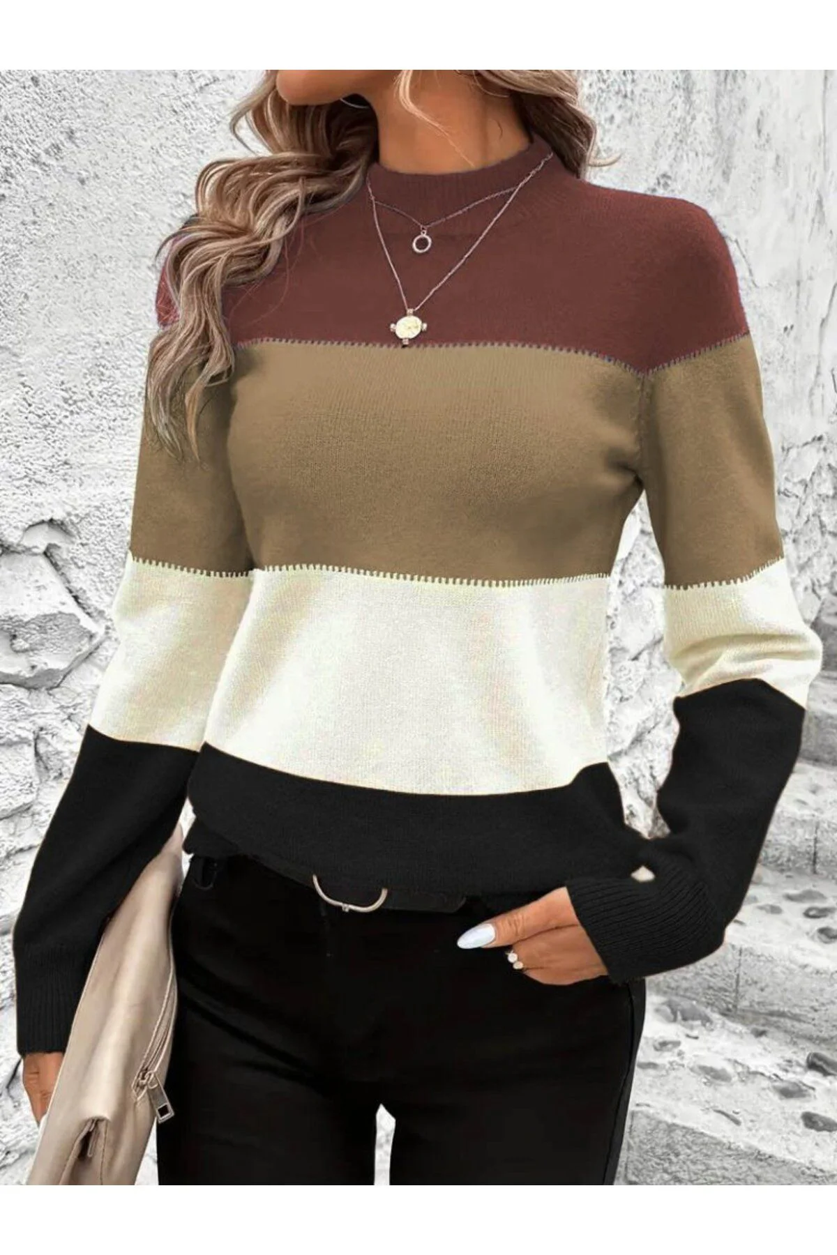 V&M Store Kadın Uzun Kollu Yarı Balıkçı Yaka Triko Kazak V&M Store Kadın Uzun Kollu Yarı Balıkçı Yaka Triko Kazak