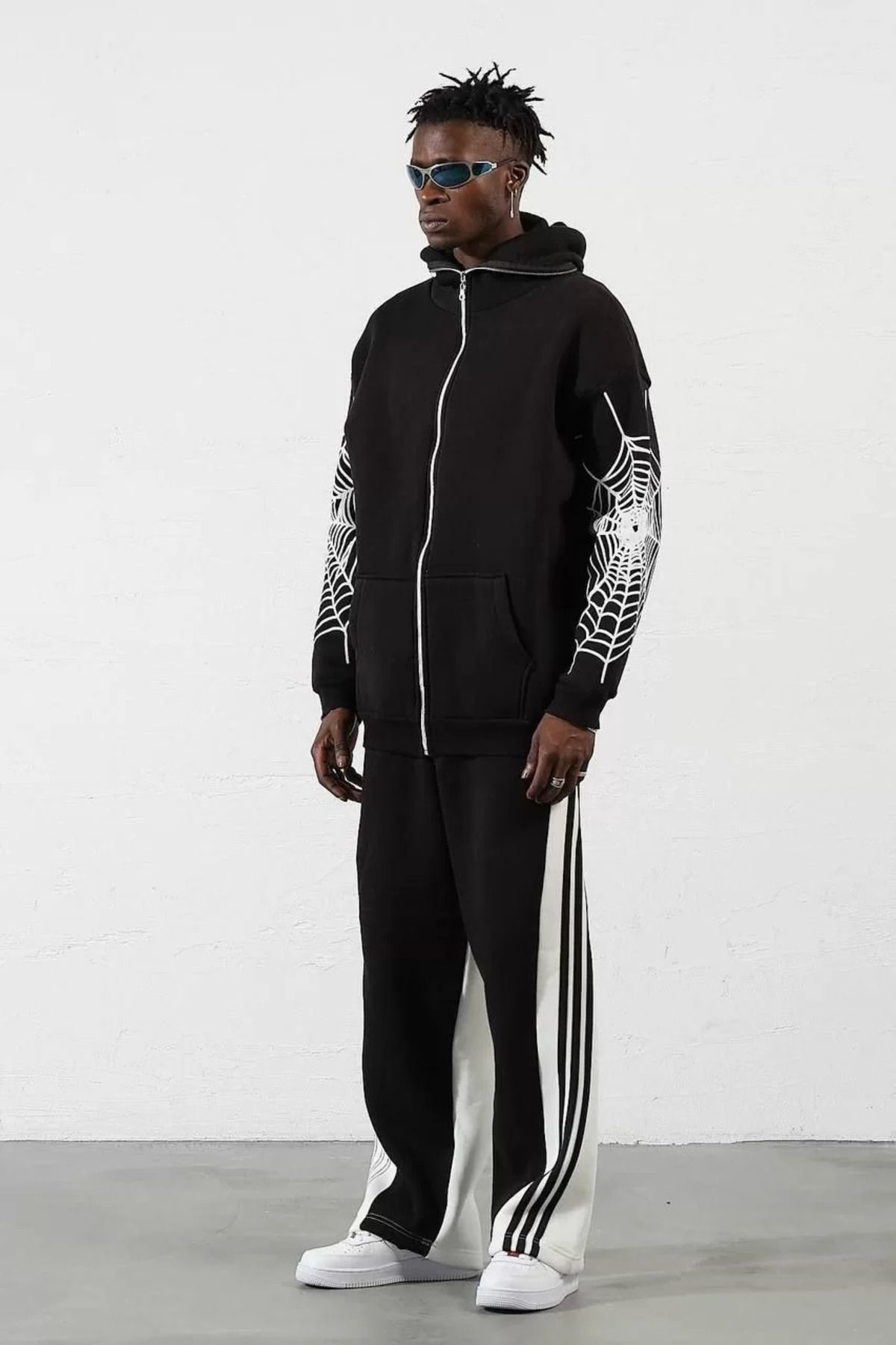 Tommy Hilfiger V&M Store Üç İplik Baskili Fermuarli Kapşonlu Hirka - Siyah