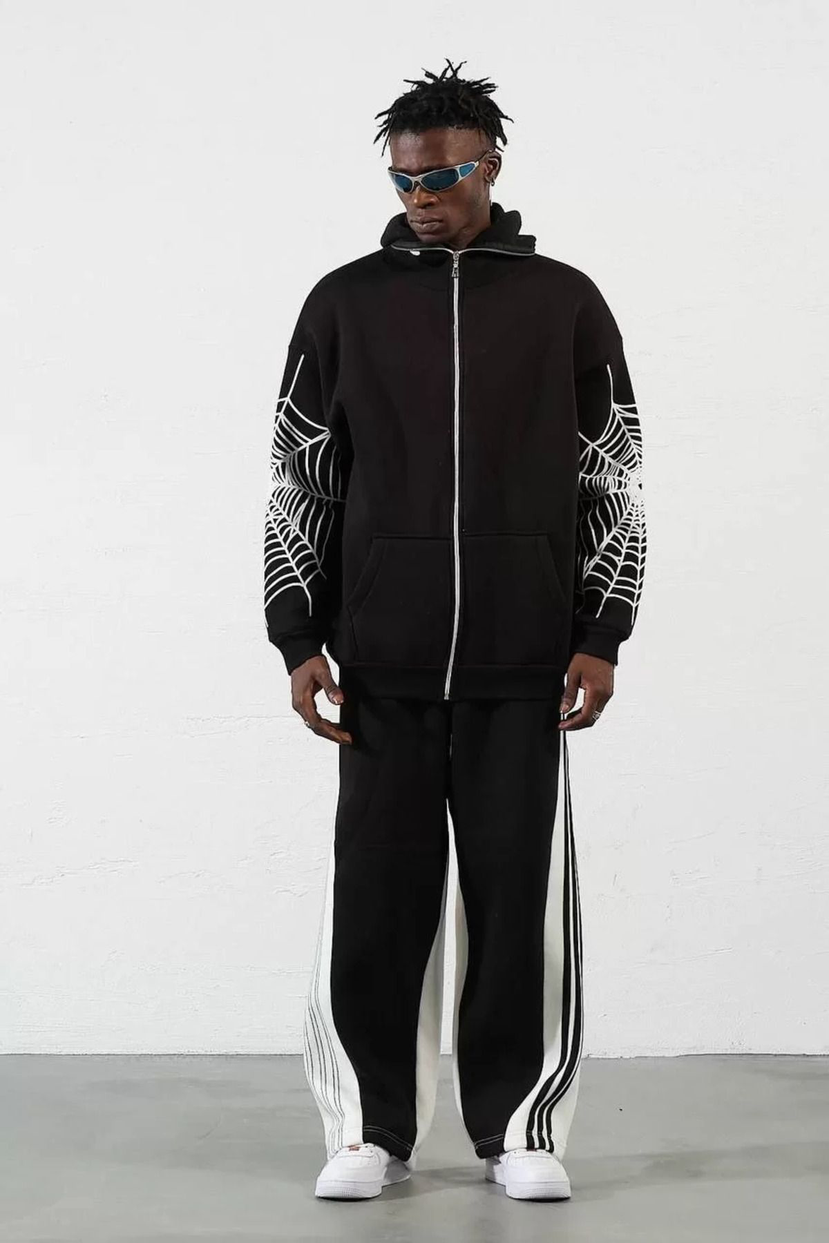 Tommy Hilfiger V&M Store Üç İplik Baskili Fermuarli Kapşonlu Hirka - Siyah