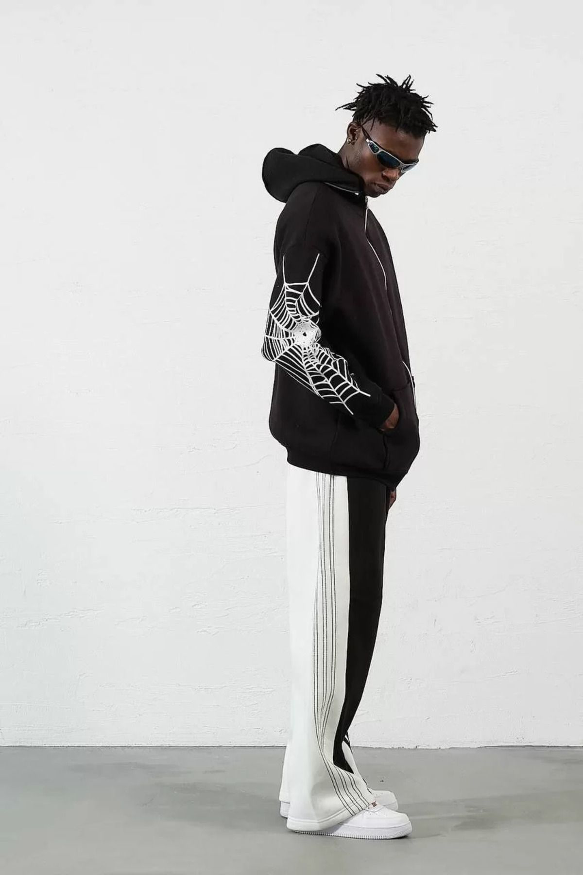 Tommy Hilfiger V&M Store Üç İplik Baskili Fermuarli Kapşonlu Hirka - Siyah