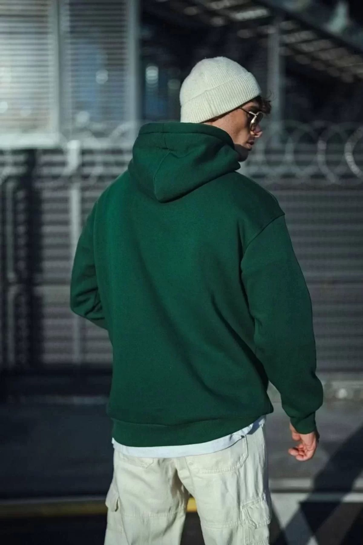 V&M Store Üç İplik Penye Kapşonlu Basic SweatShirt - Haki